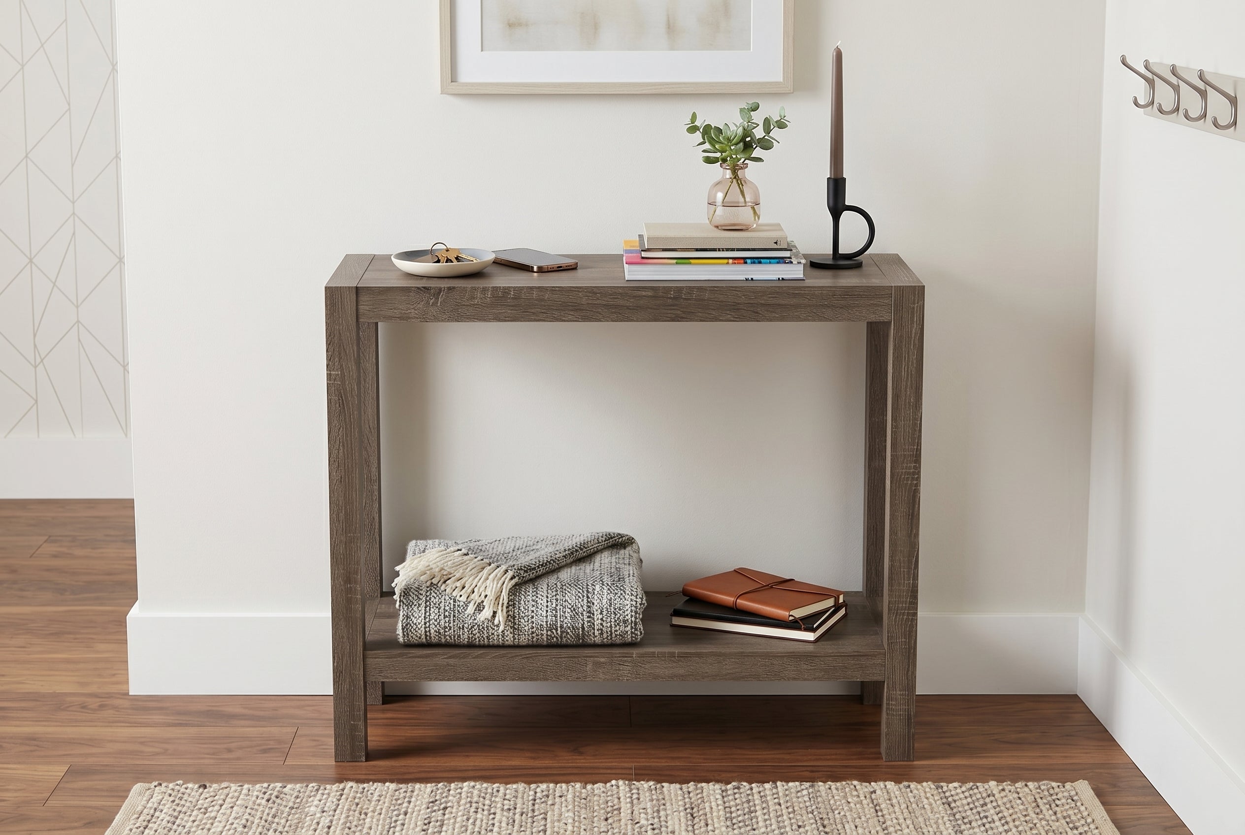 CONSOLE TABLE 26" DARK TAUPE 1 SHELF MDF-Consoles-DECOROLALA
