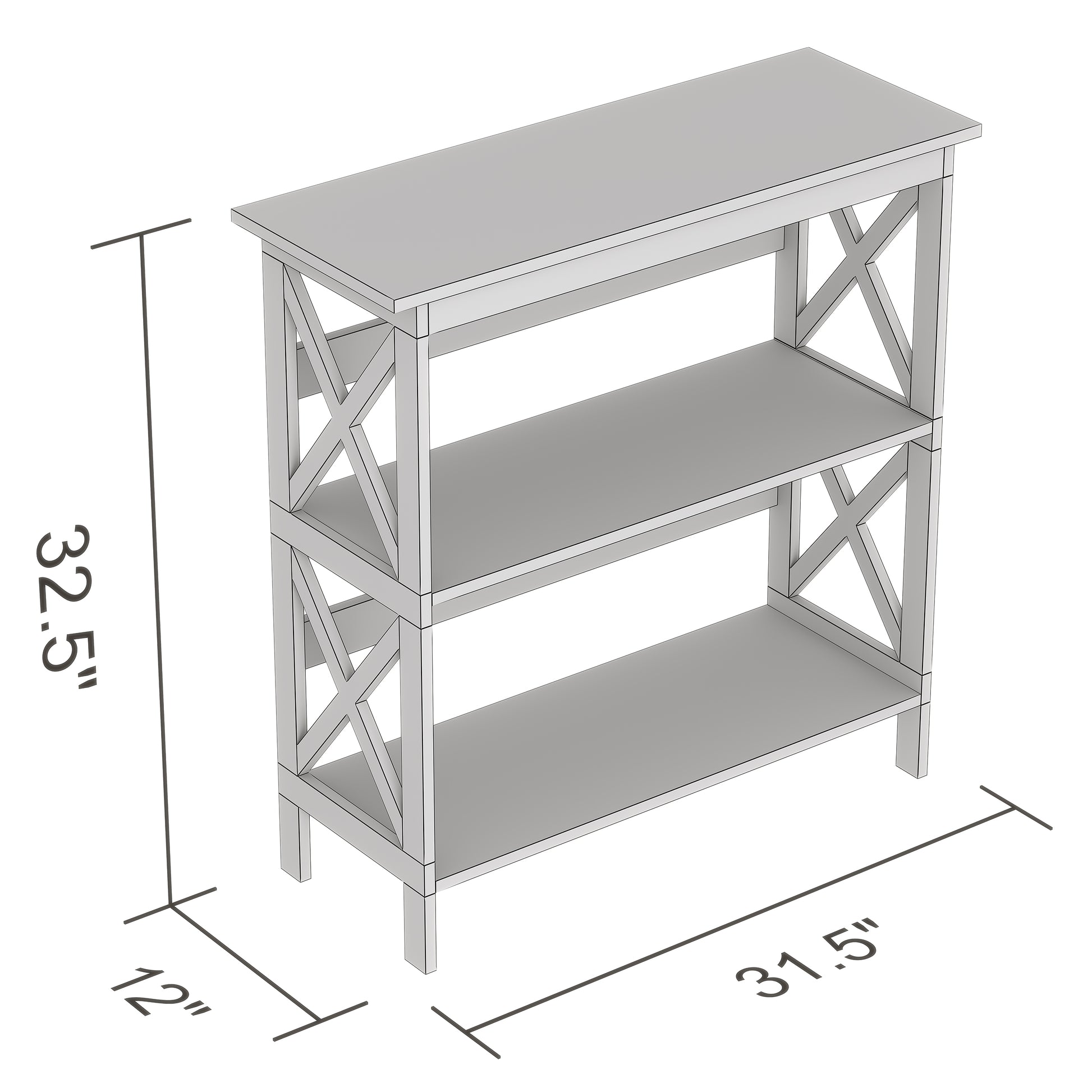 CONSOLE TABLE 31.5" LIGHT GREY 2 SHELVES MDF-Consoles-DECOROLALA