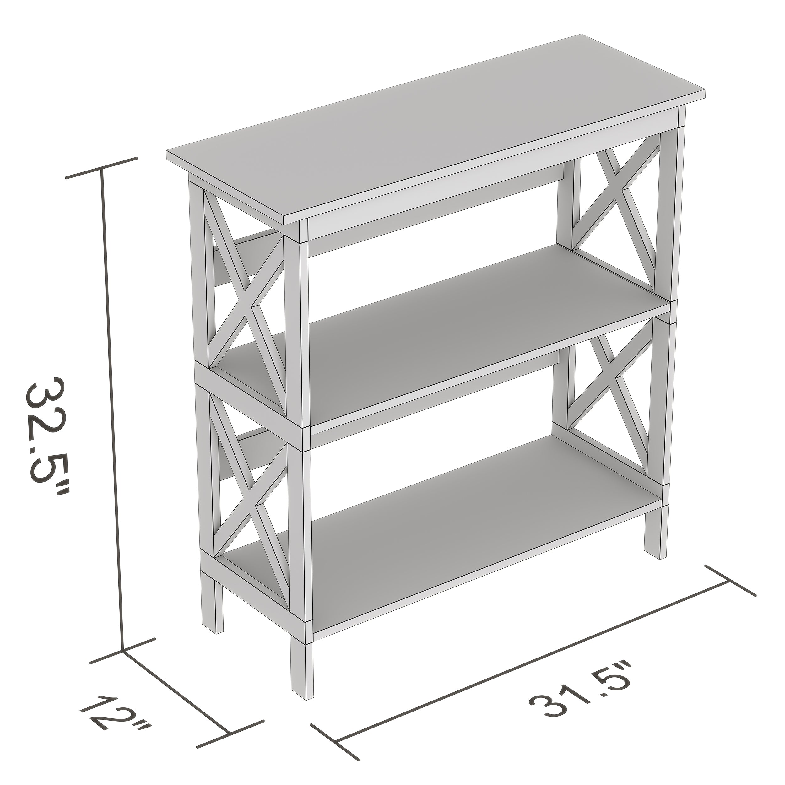 CONSOLE TABLE 31.5" LIGHT GREY 2 SHELVES MDF-Consoles-DECOROLALA