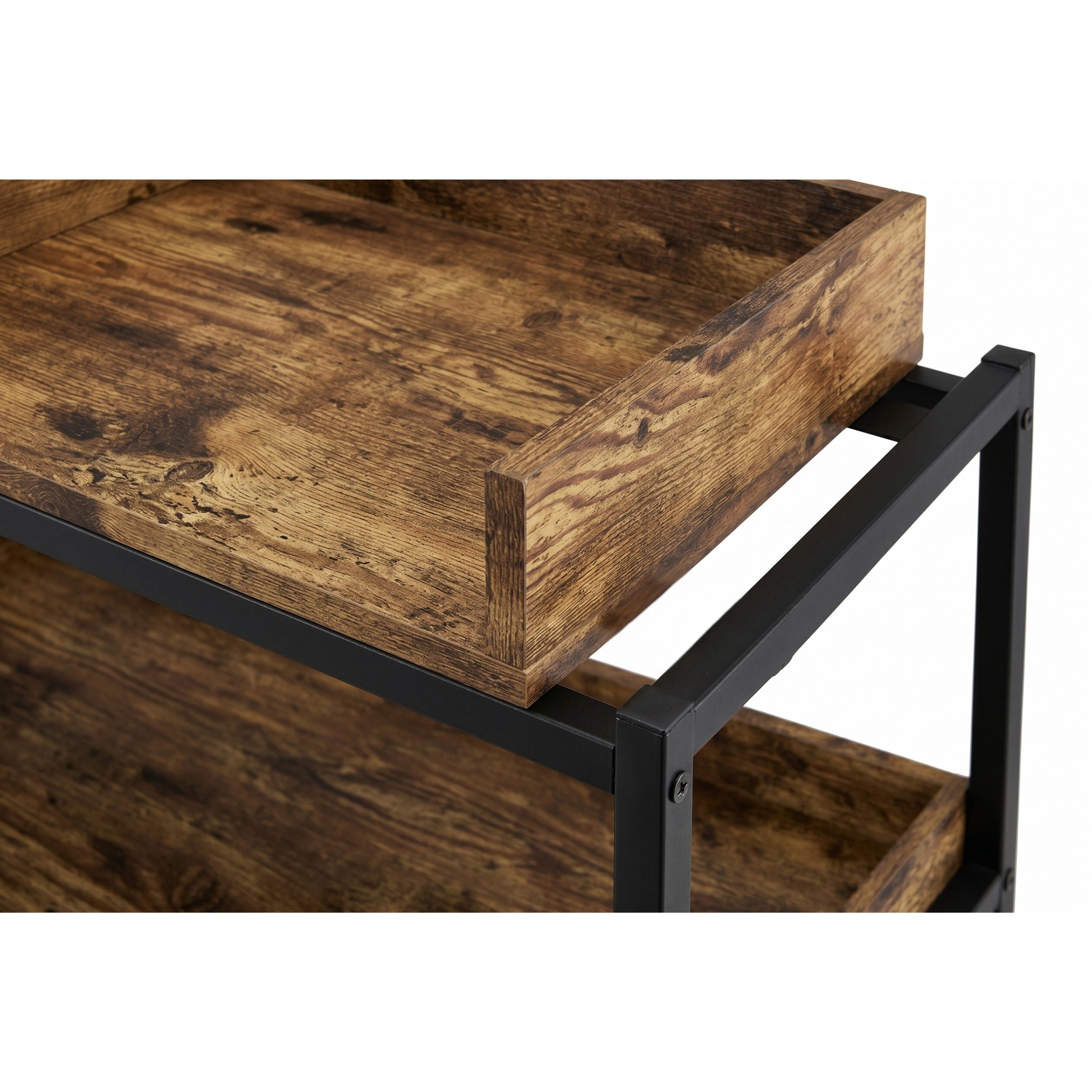 CONSOLE TABLE 32" BROWN RECLAIMED WOOD 3-SHELF-Consoles-DECOROLALA