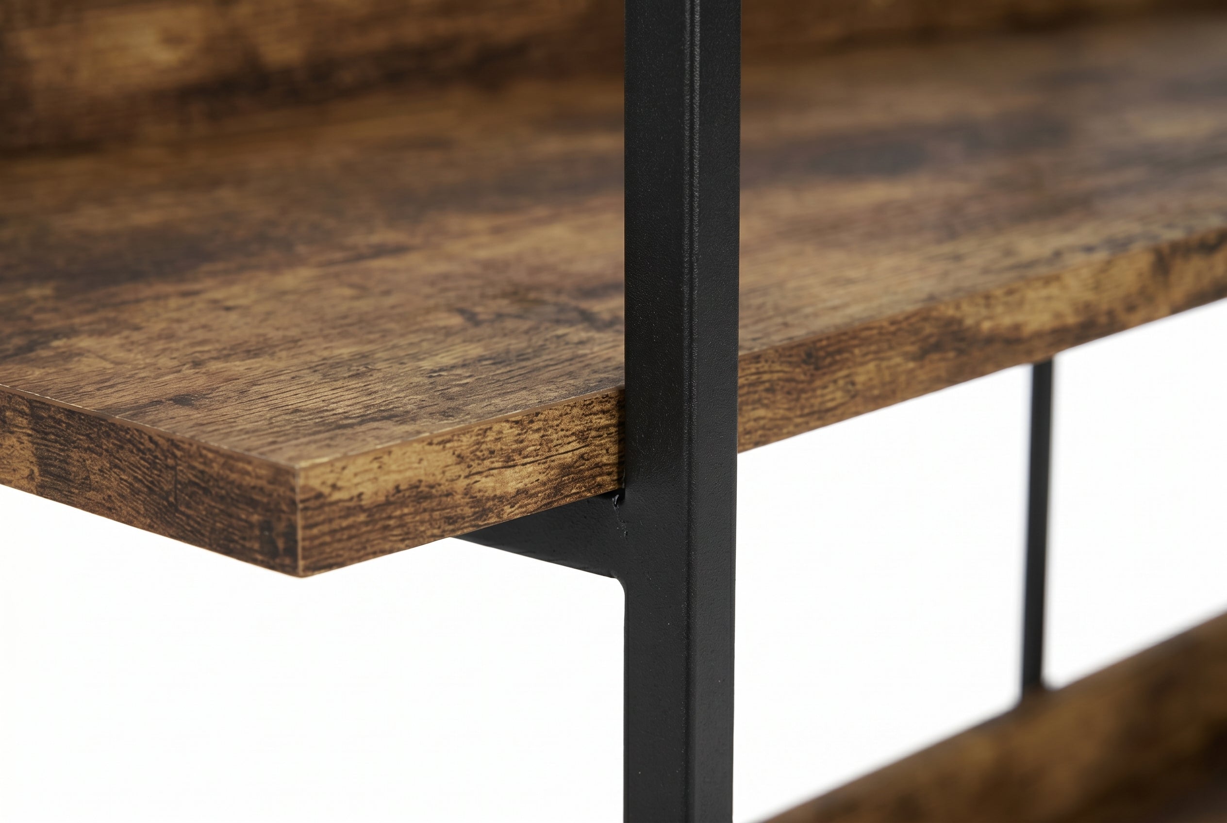 CONSOLE TABLE 34L RECLAIMED WOOD 3 SHELF BLACK METAL-Consoles-DECOROLALA