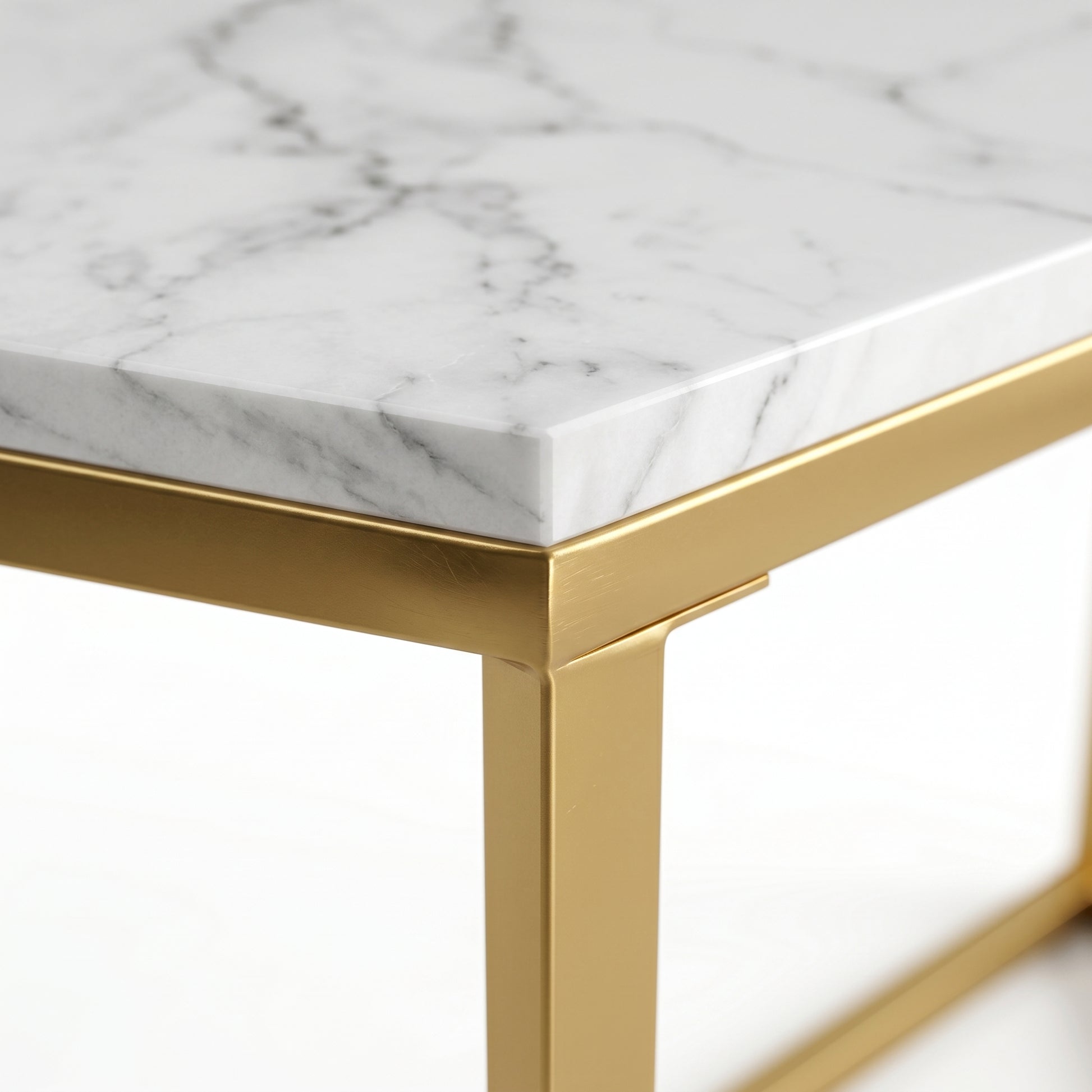 CONSOLE TABLE 44" Marble White Gold Metal-Consoles-DECOROLALA