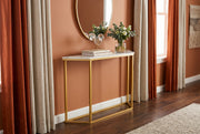 CONSOLE TABLE 44" Marble White Gold Metal-Consoles-DECOROLALA