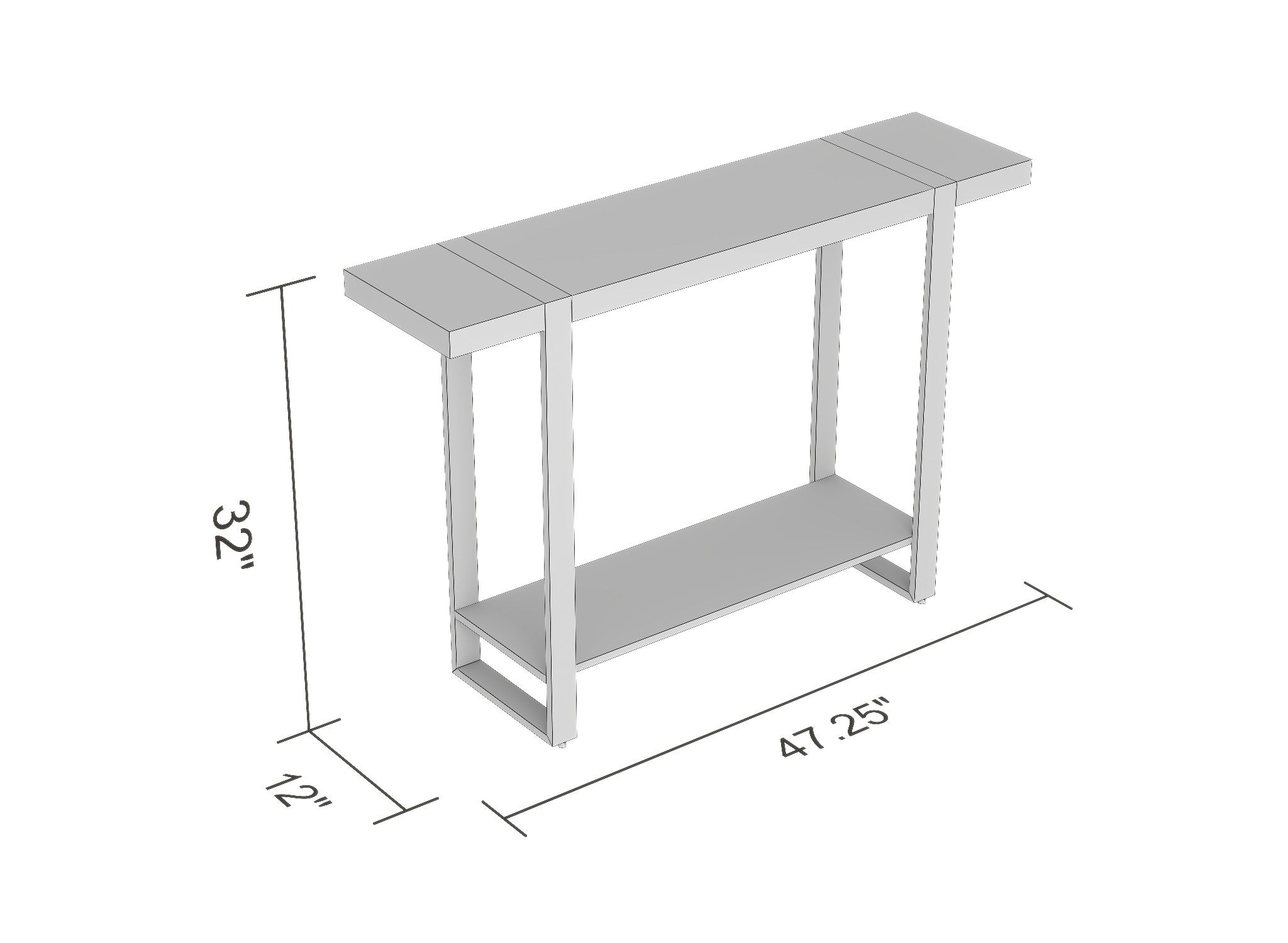 CONSOLE TABLE 47" DARK TAUPE 1 SHELF BLACK METAL-Consoles-DECOROLALA