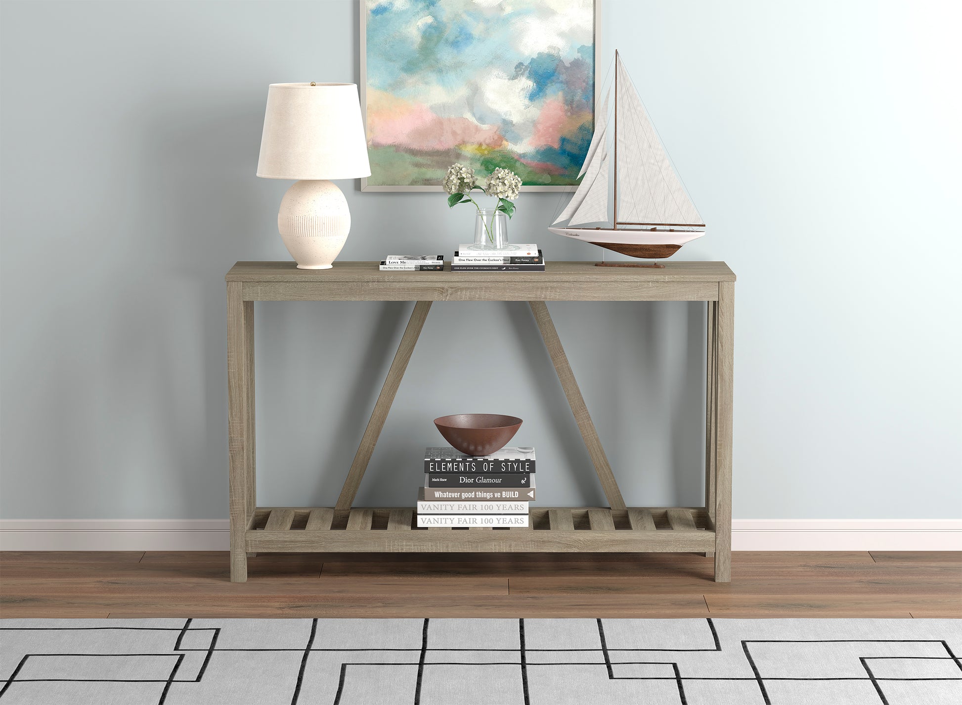 CONSOLE TABLE 52" DARK TAUPE 1 SHELF MDF-Consoles-DECOROLALA