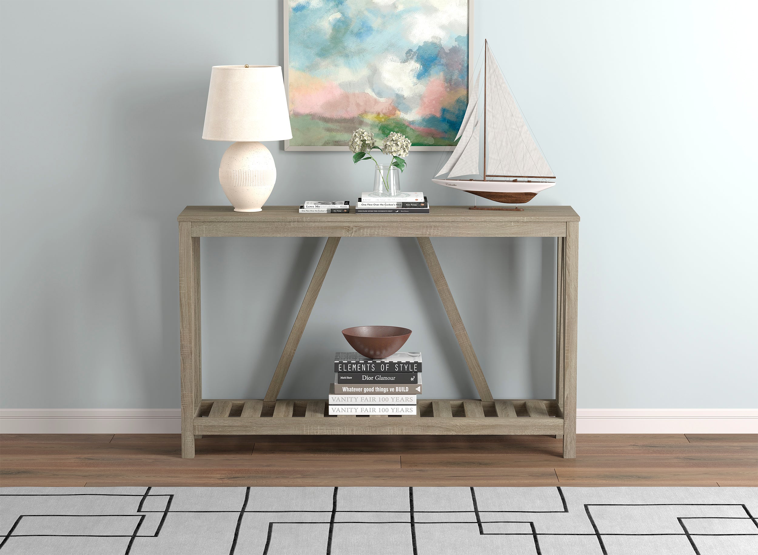 CONSOLE TABLE 52" DARK TAUPE 1 SHELF MDF-Consoles-DECOROLALA