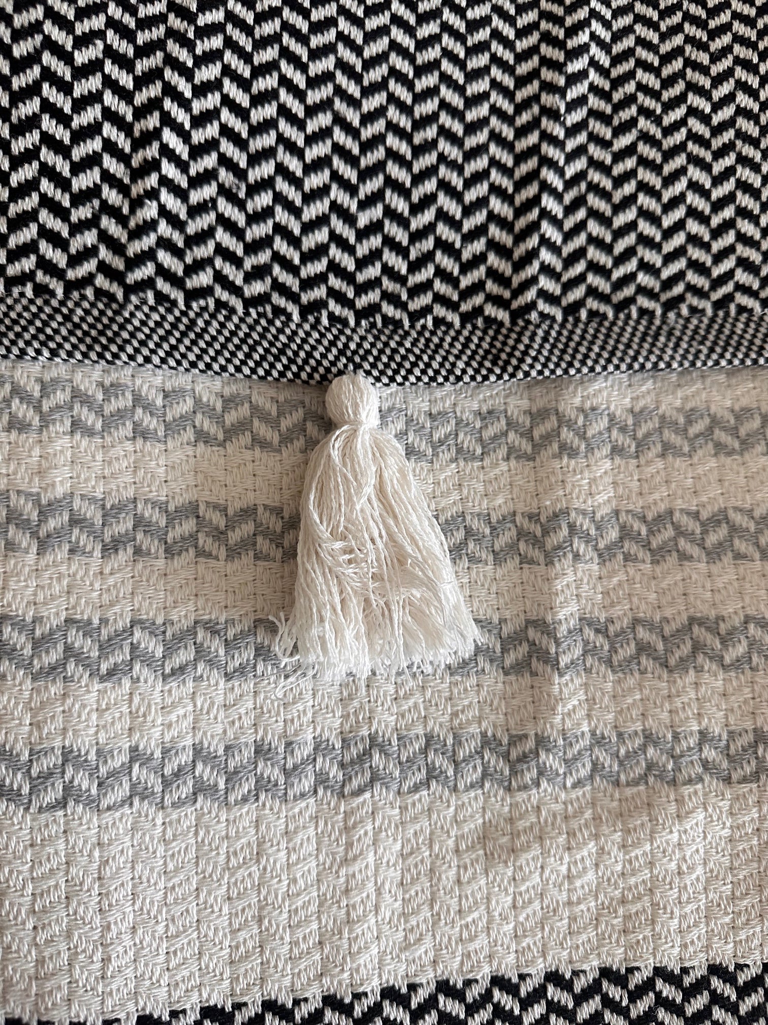 COTTON BEDSPREAD POMMOMS 110X118 BLACK-Bedspread-DECOROLALA