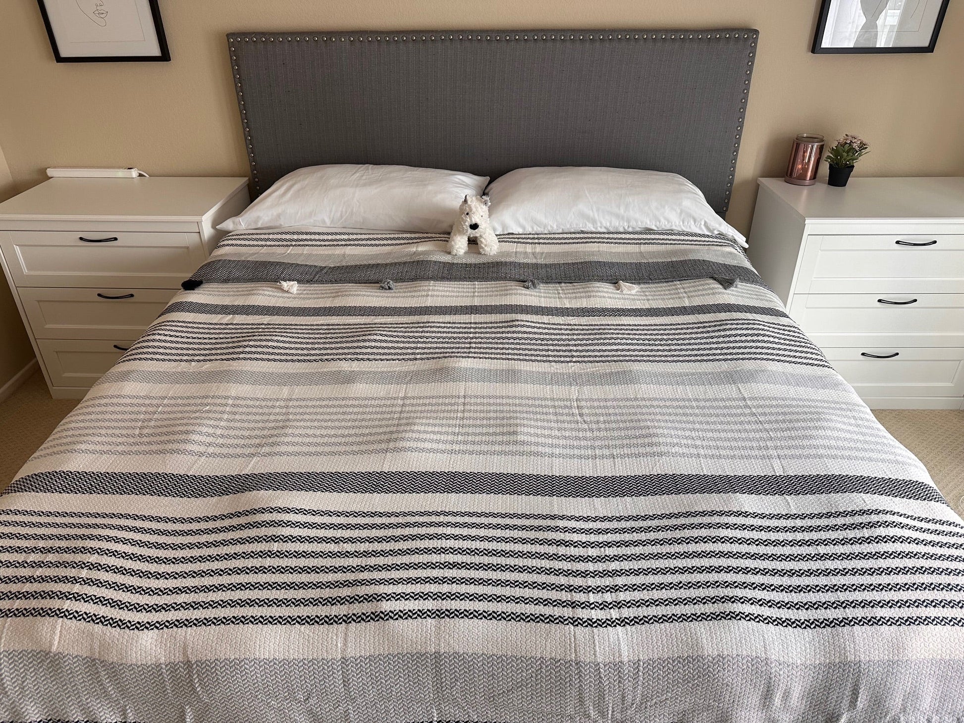 COTTON BLACK POM POM BEDSPREAD-Bedspread-DECOROLALA