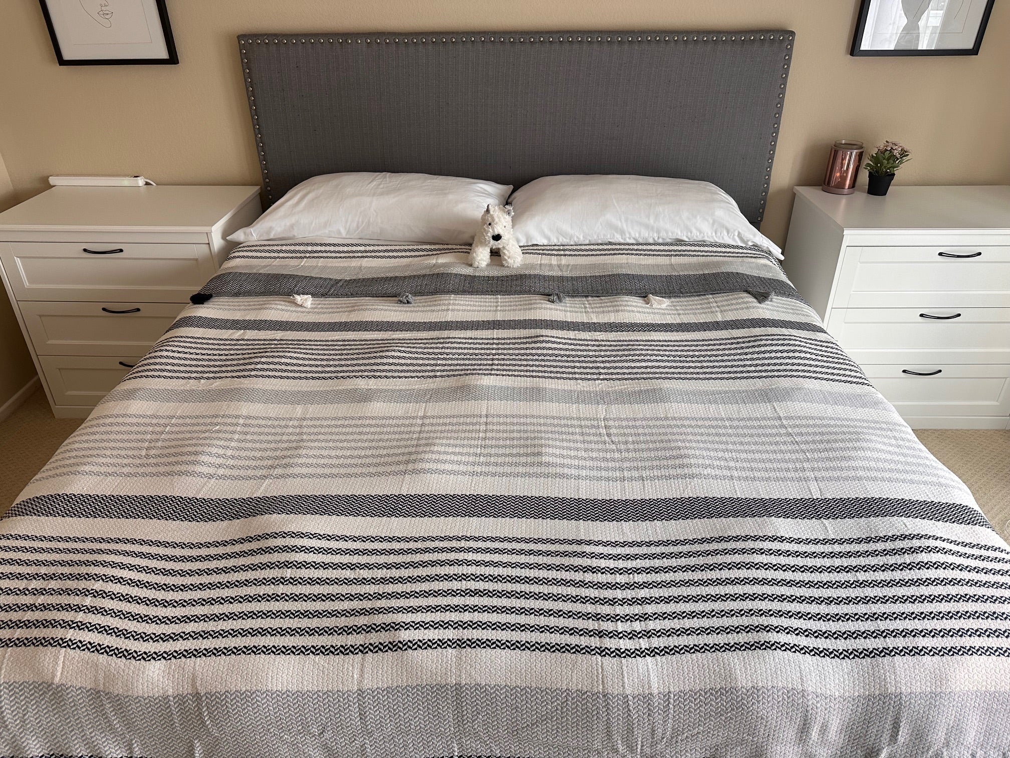 COTTON BLACK POM POM BEDSPREAD-Bedspread-DECOROLALA