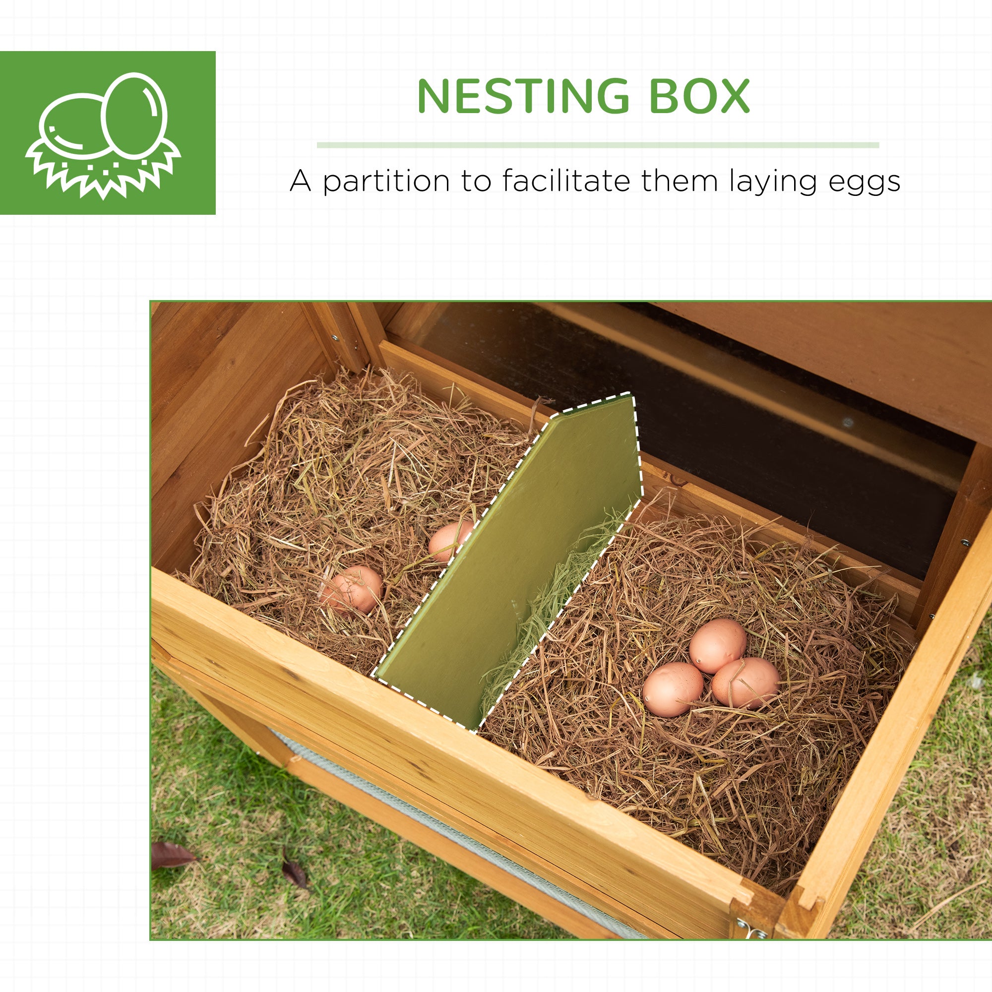 79" Wooden Chicken Coop, Outdoor Hen House, Poultry Habitat with Removable Tray, Nesting Box, Run, Ramp, Brown