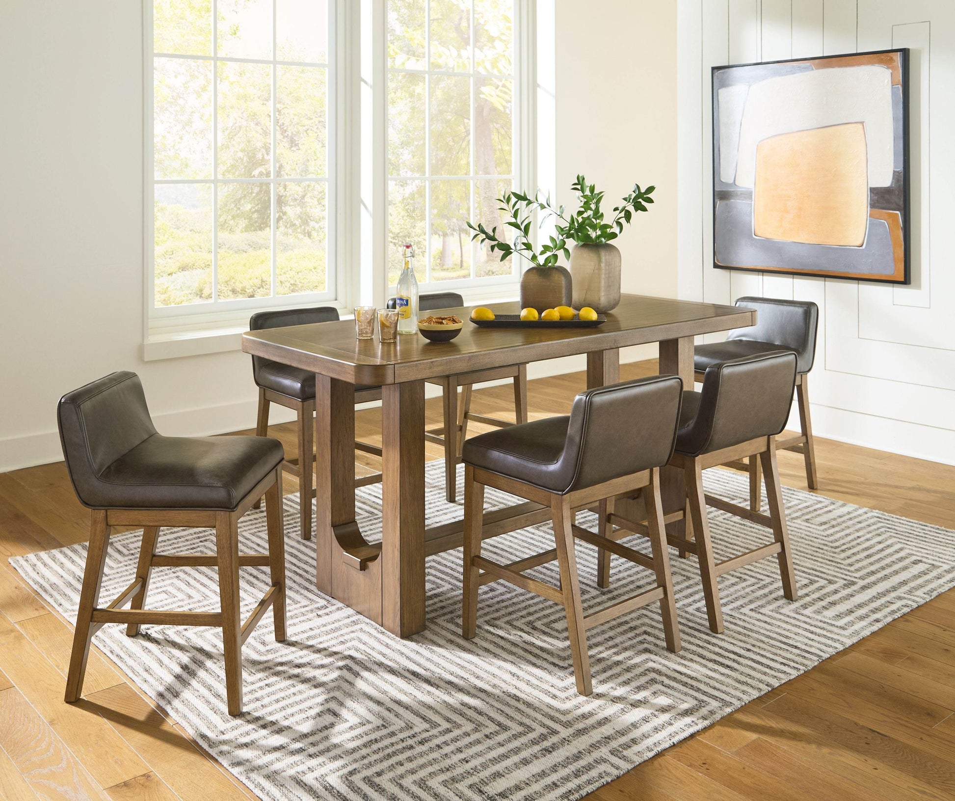 Cabalynn 5 Pc Counter Dining Table Set Light Brown-5 Piece Dining Room Sets-DECOROLALA