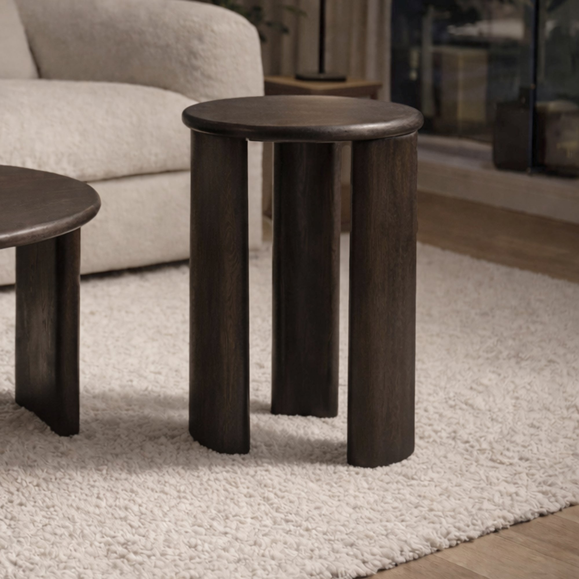 Cabot Accent Table - Mocha Solid Mango Wood 18"-DECOROLALA