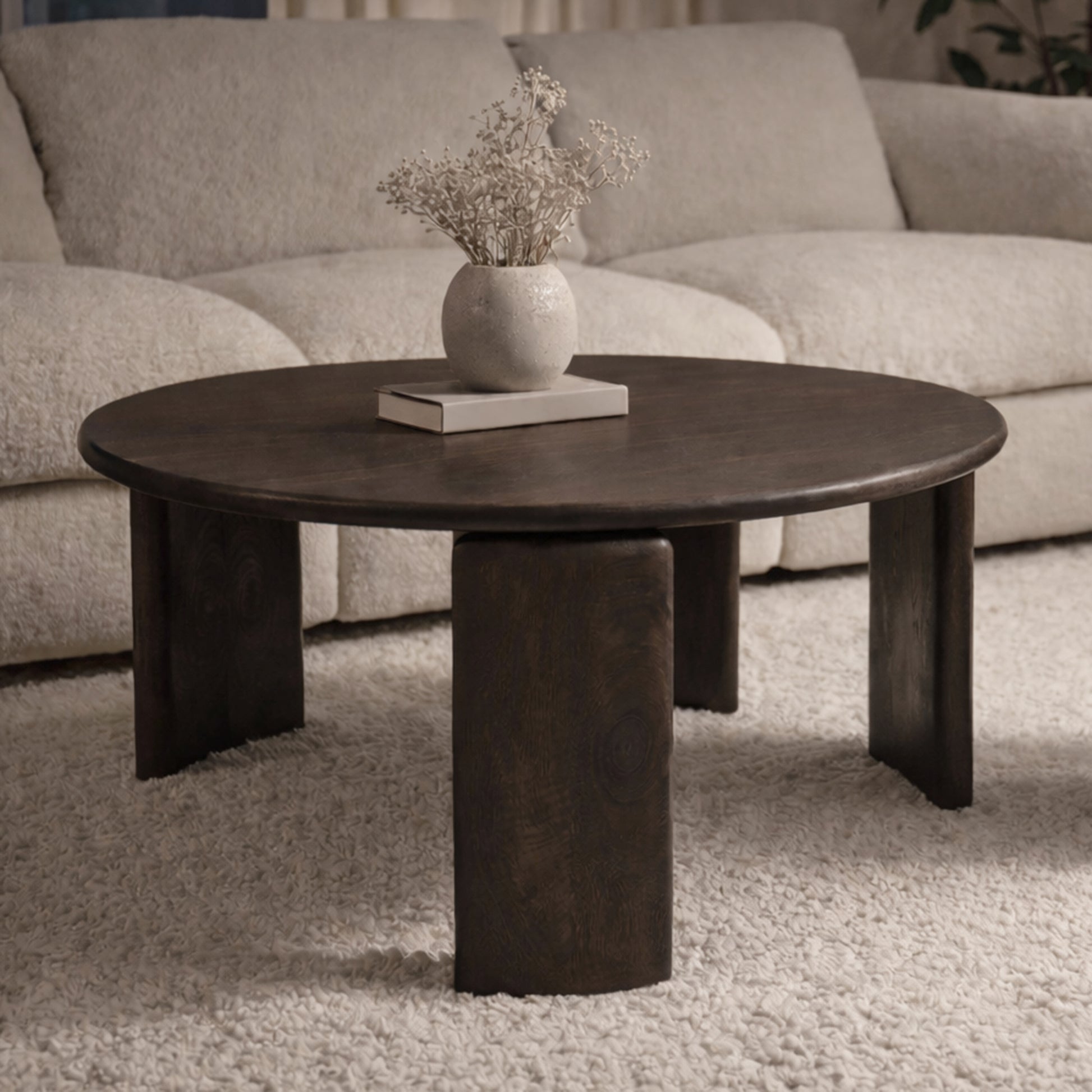 Cabot Coffee Table - Solid Mango Wood Mocha Finish-DECOROLALA