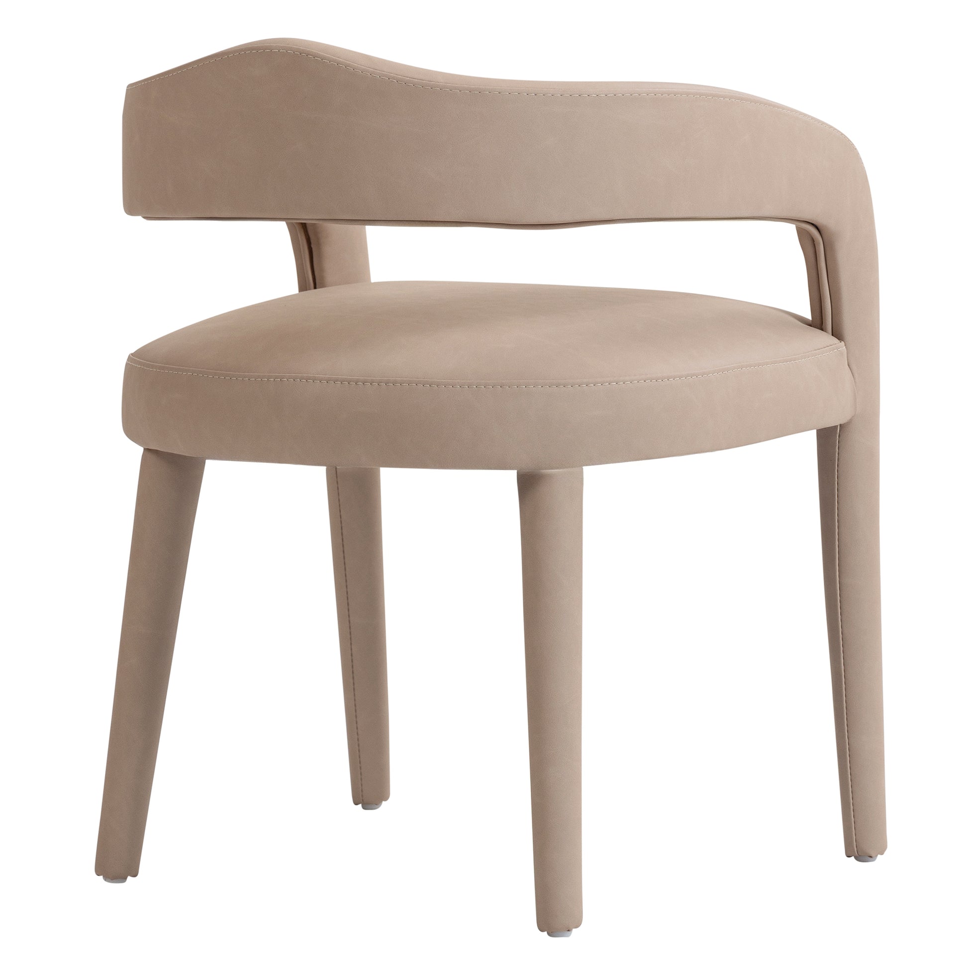 Caden Dining Chair - Beige Vintage Faux Leather Upholstered-DECOROLALA