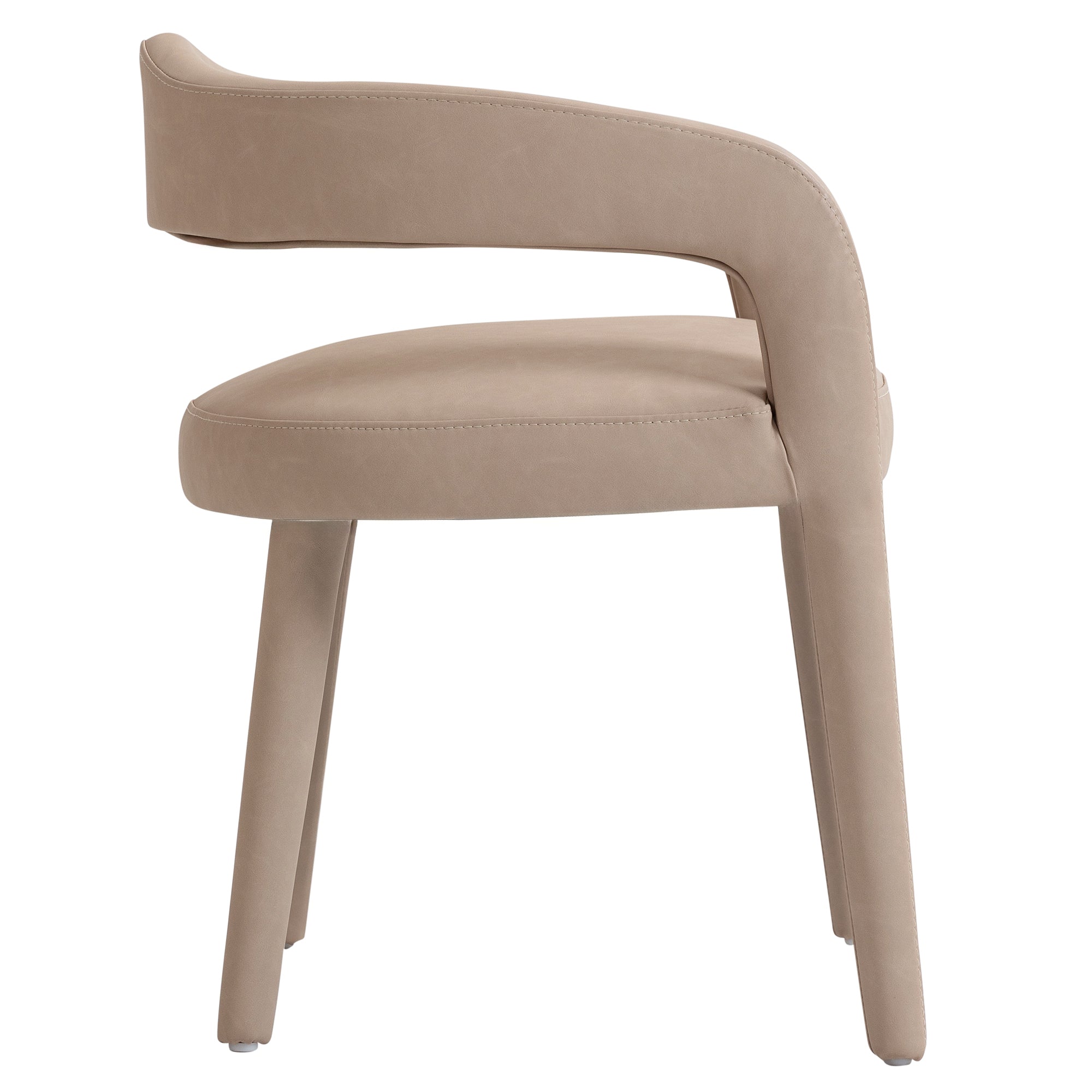 Caden Dining Chair - Beige Vintage Faux Leather Upholstered-DECOROLALA