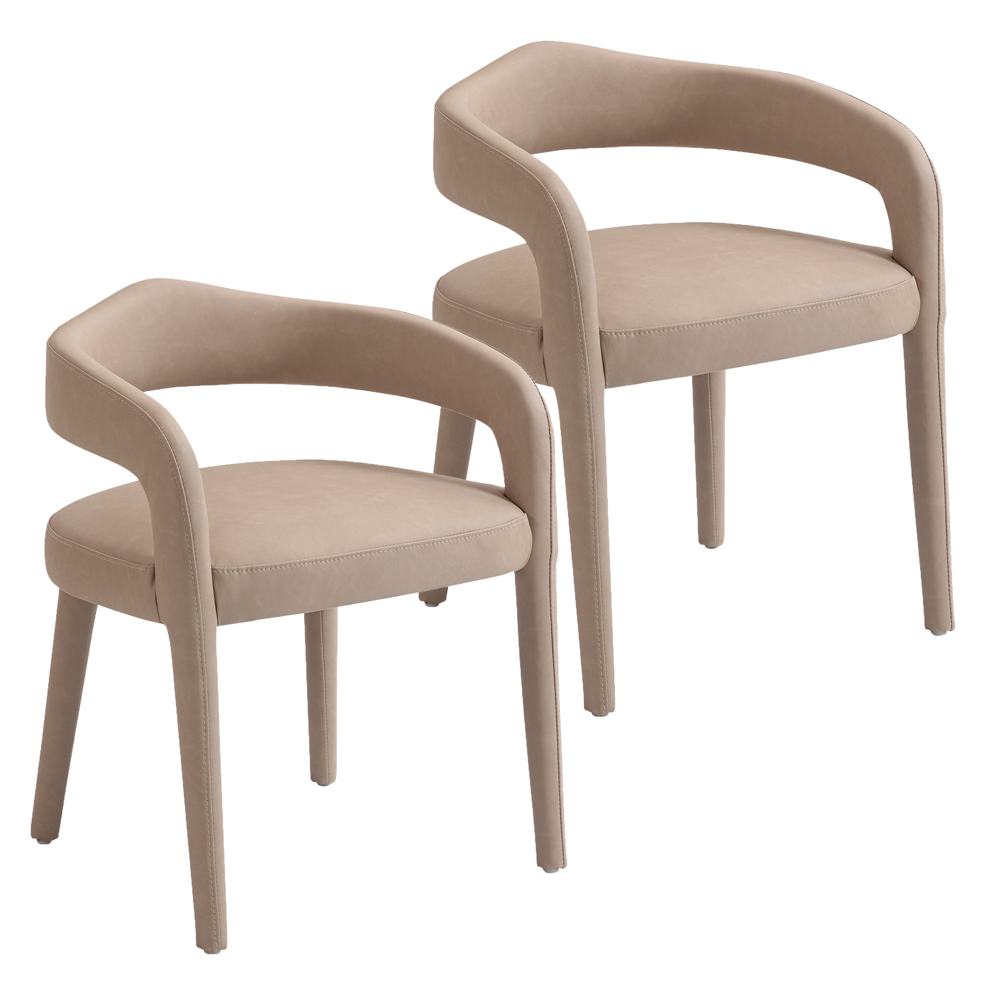 Caden Dining Chair - Beige Vintage Faux Leather Upholstered-DECOROLALA