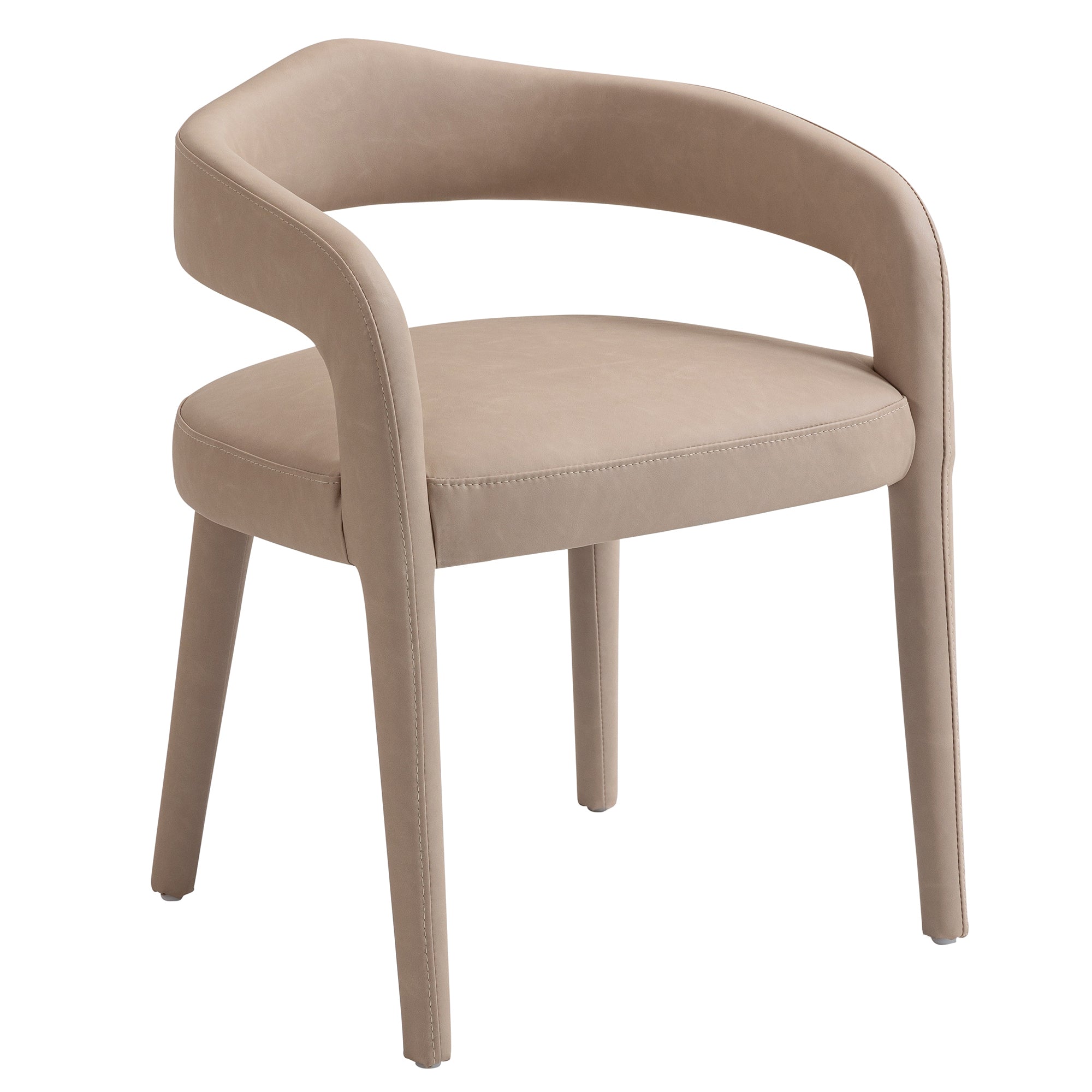 Caden Dining Chair - Beige Vintage Faux Leather Upholstered-DECOROLALA