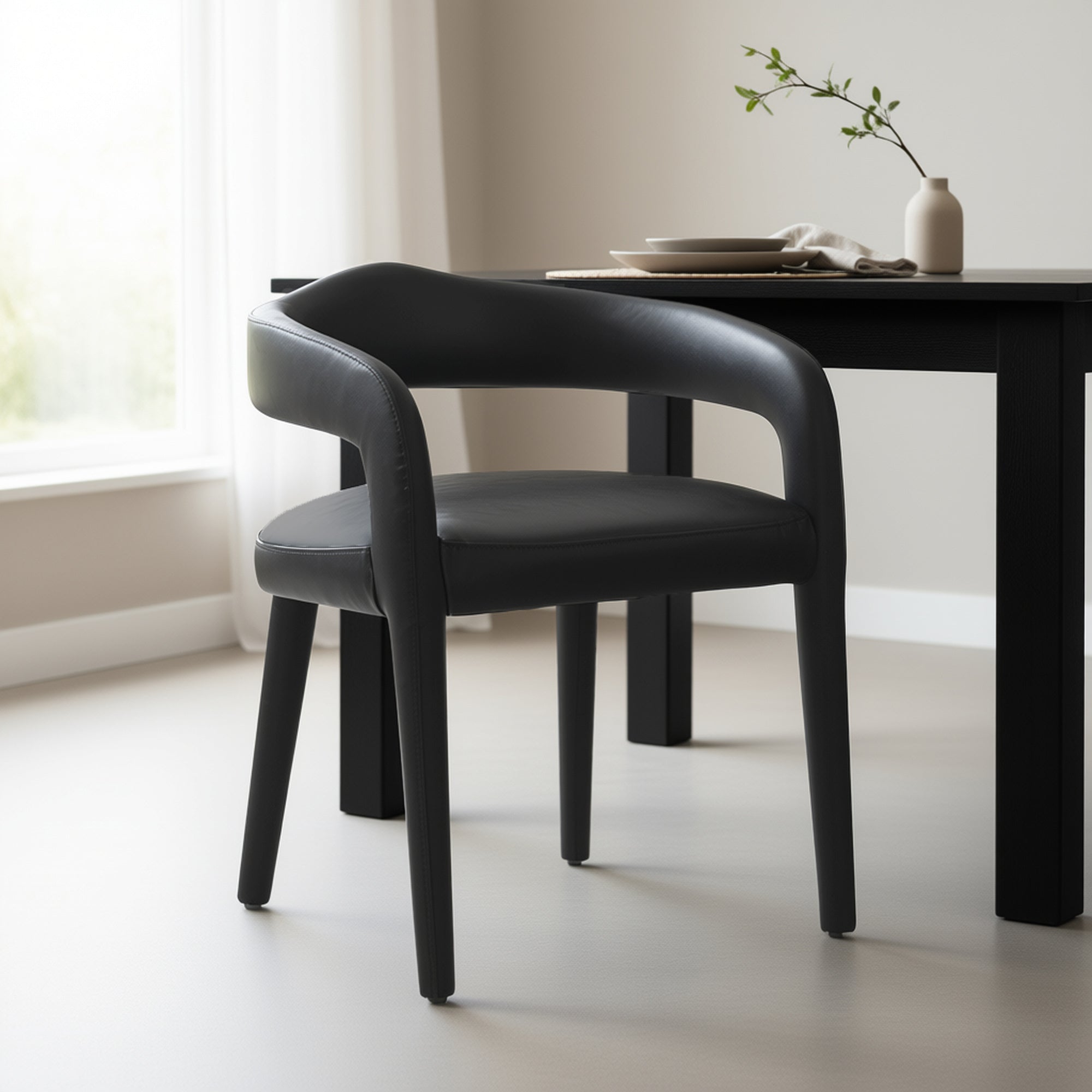 Caden Dining Chair - Charcoal Vintage Faux Leather-DECOROLALA