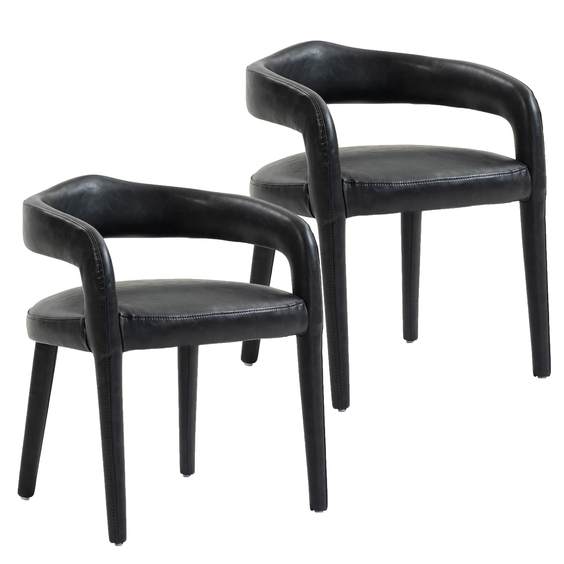 Caden Dining Chair - Charcoal Vintage Faux Leather-DECOROLALA