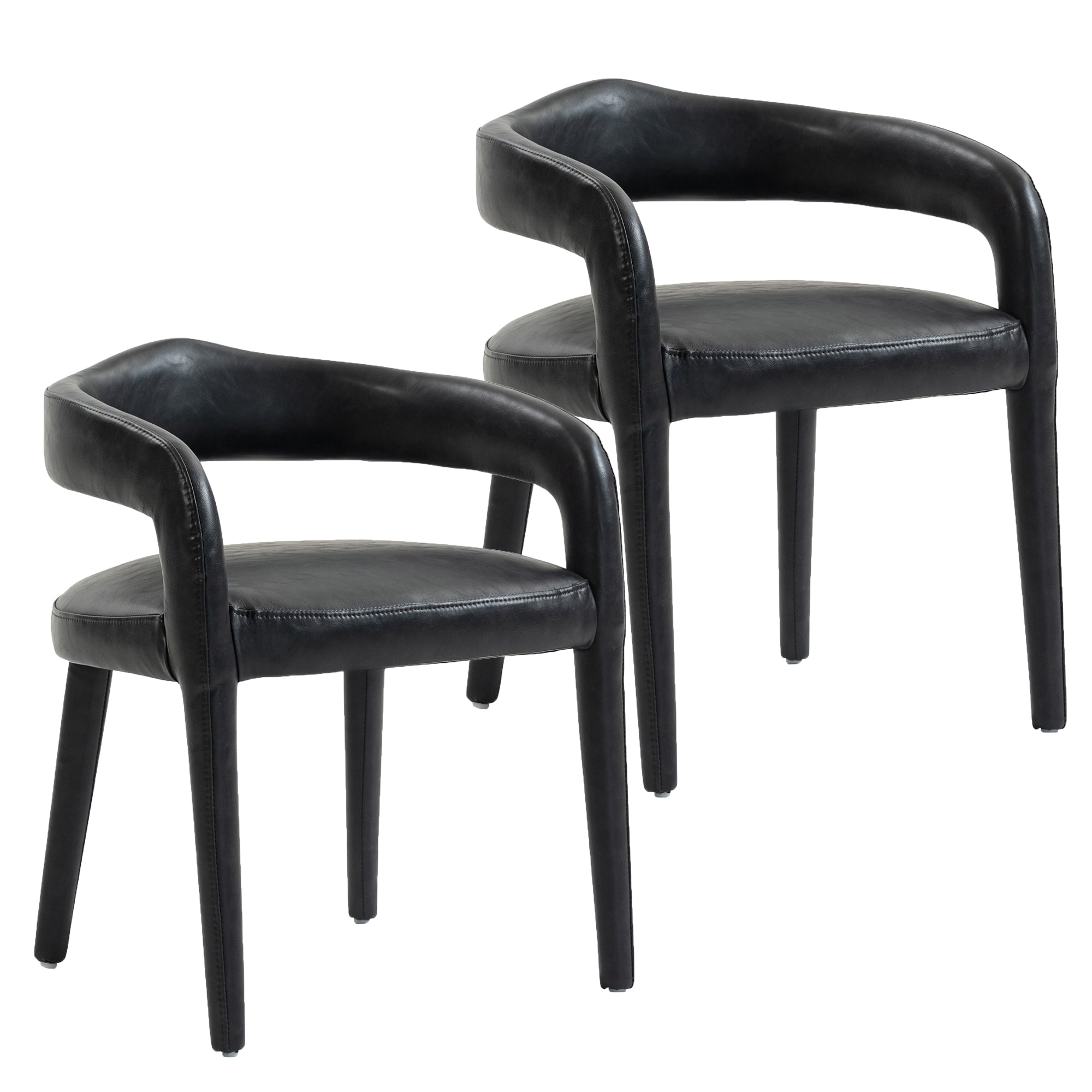 Caden Dining Chair - Charcoal Vintage Faux Leather-DECOROLALA