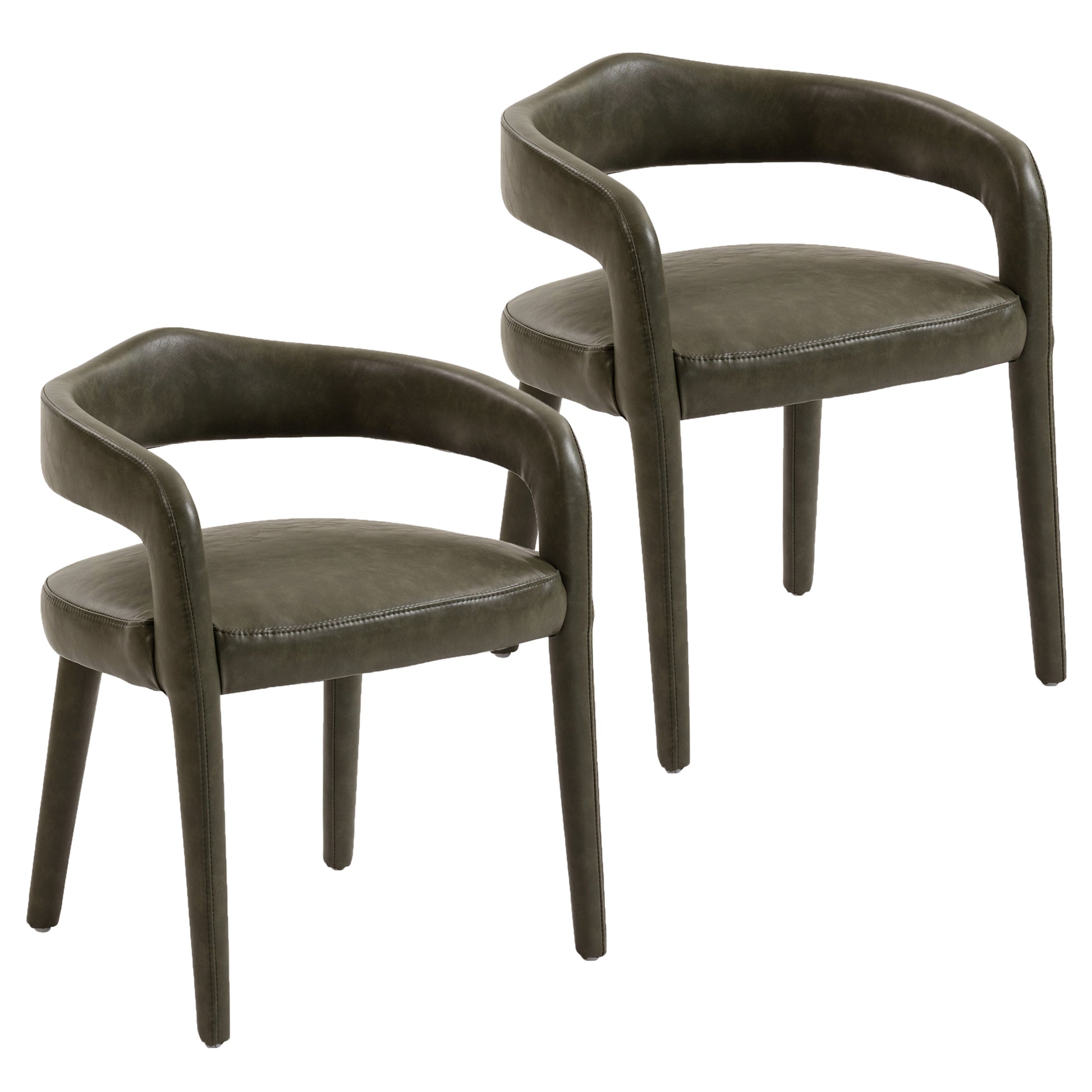 Caden Dining Chair - Moss Green Vintage Faux Leather-DECOROLALA