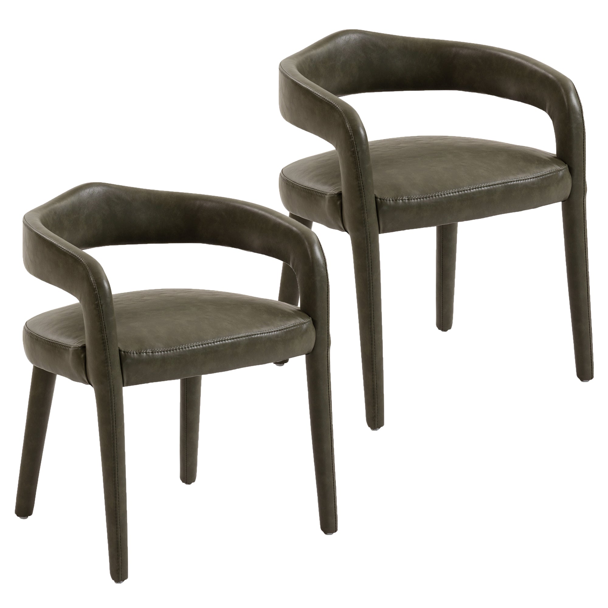 Caden Dining Chair - Moss Green Vintage Faux Leather-DECOROLALA