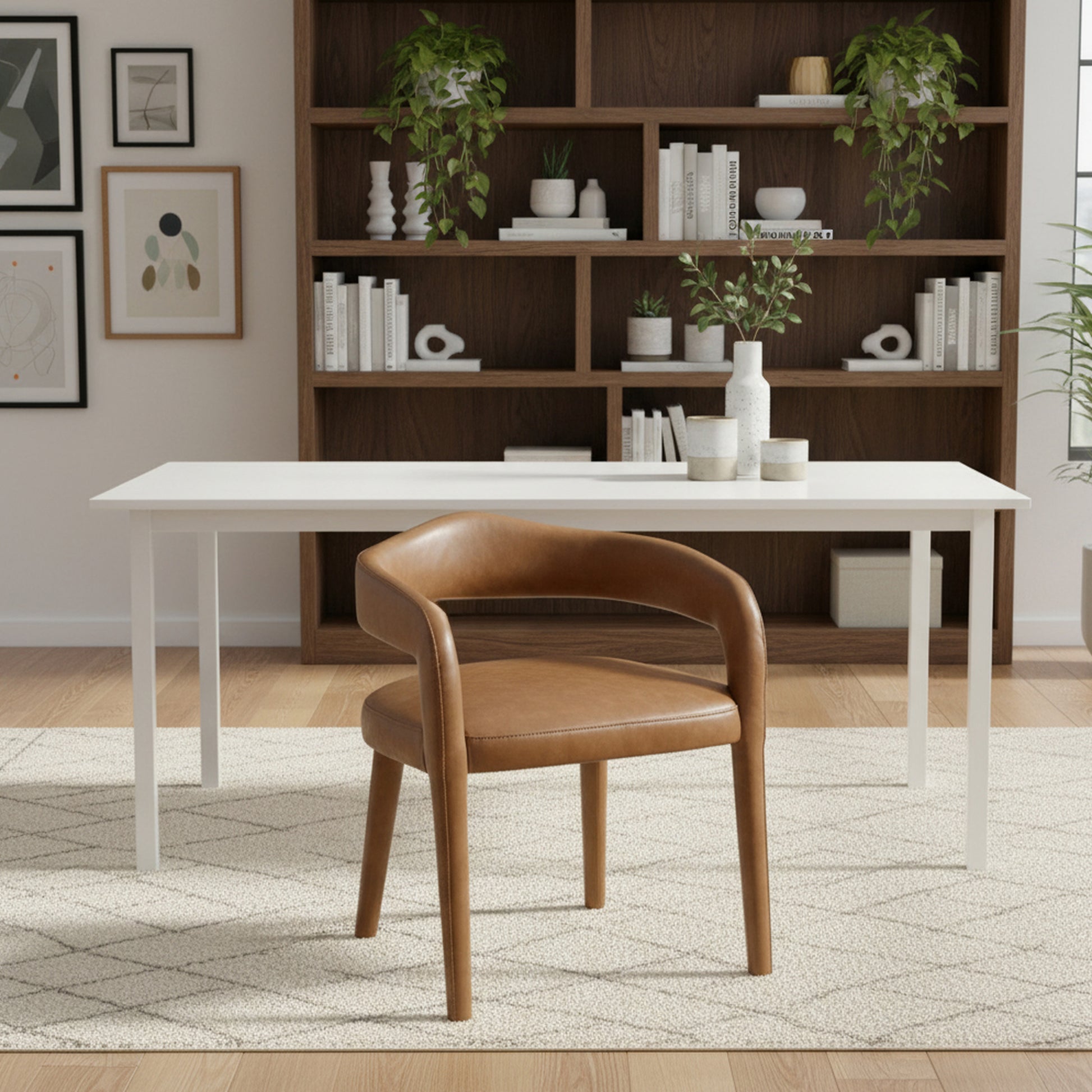 Caden Dining Chair - Saddle Vintage Faux Leather-DECOROLALA