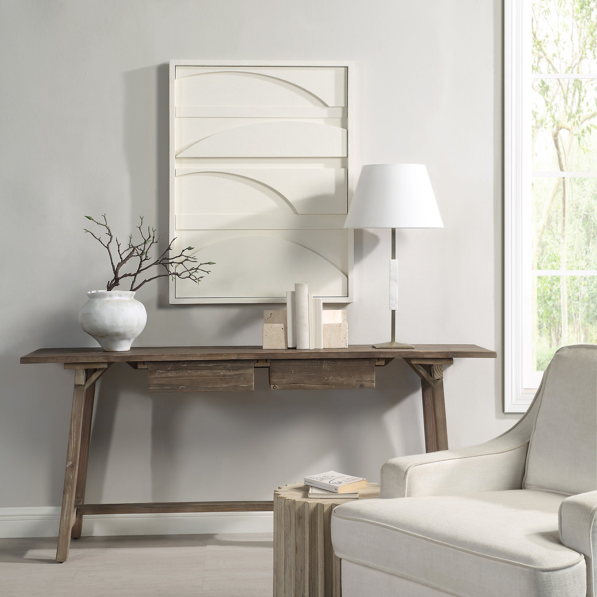 Cadieux 30" Wide Wall Decor, Matte White-Wall Art-DECOROLALA