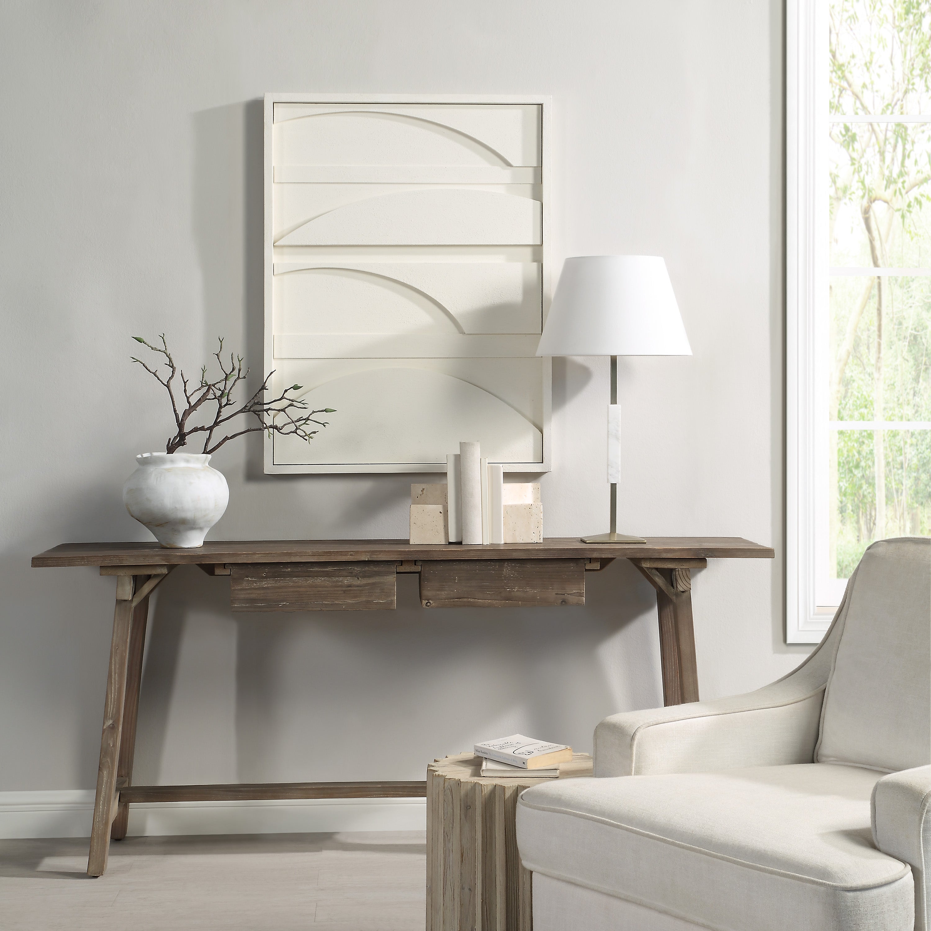 Cadieux 30" Wide Wall Decor, Matte White-Wall Art-DECOROLALA