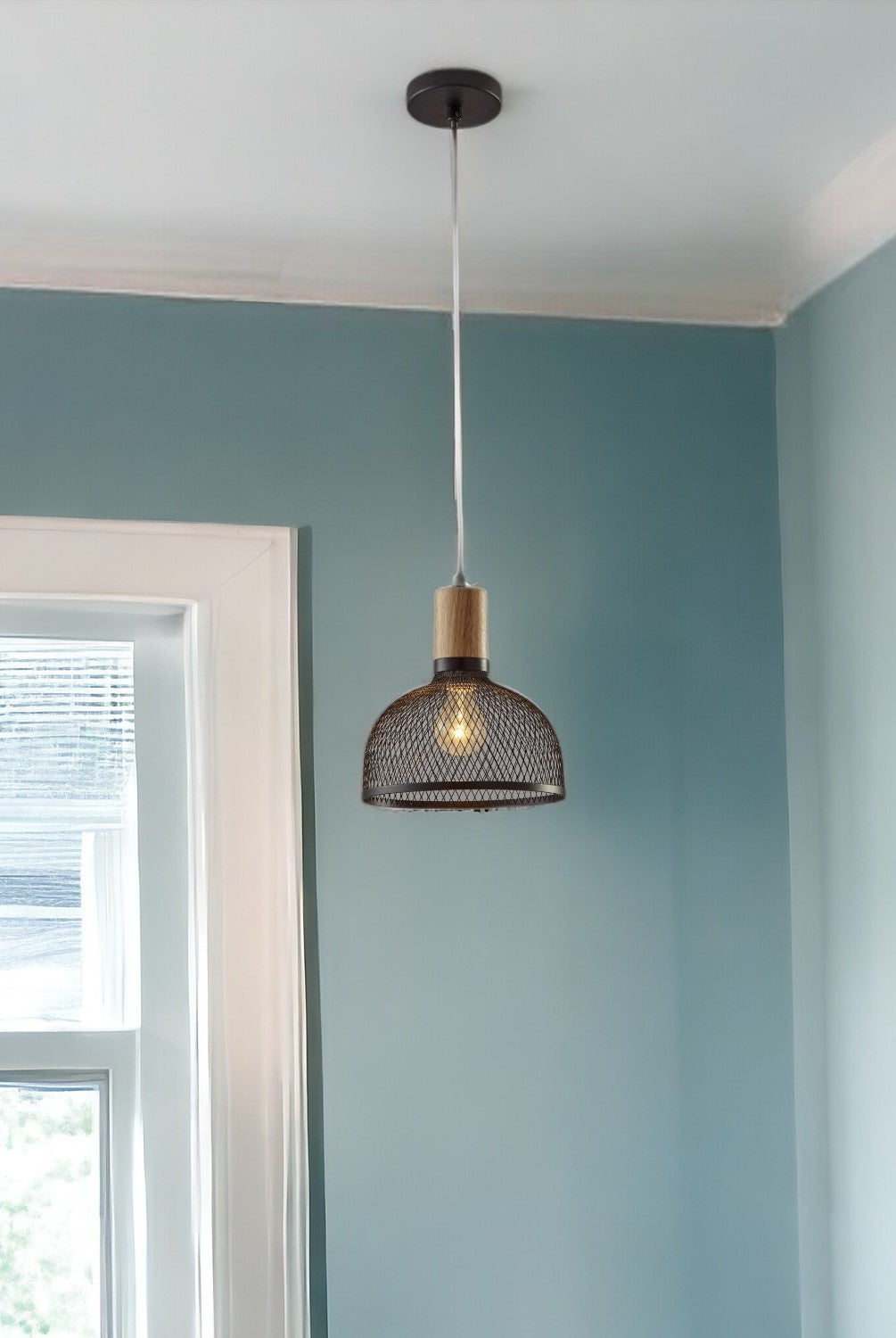 Caged Black Metal Small Ceiling Pendant-Pendants-Hanging Lights-DECOROLALA