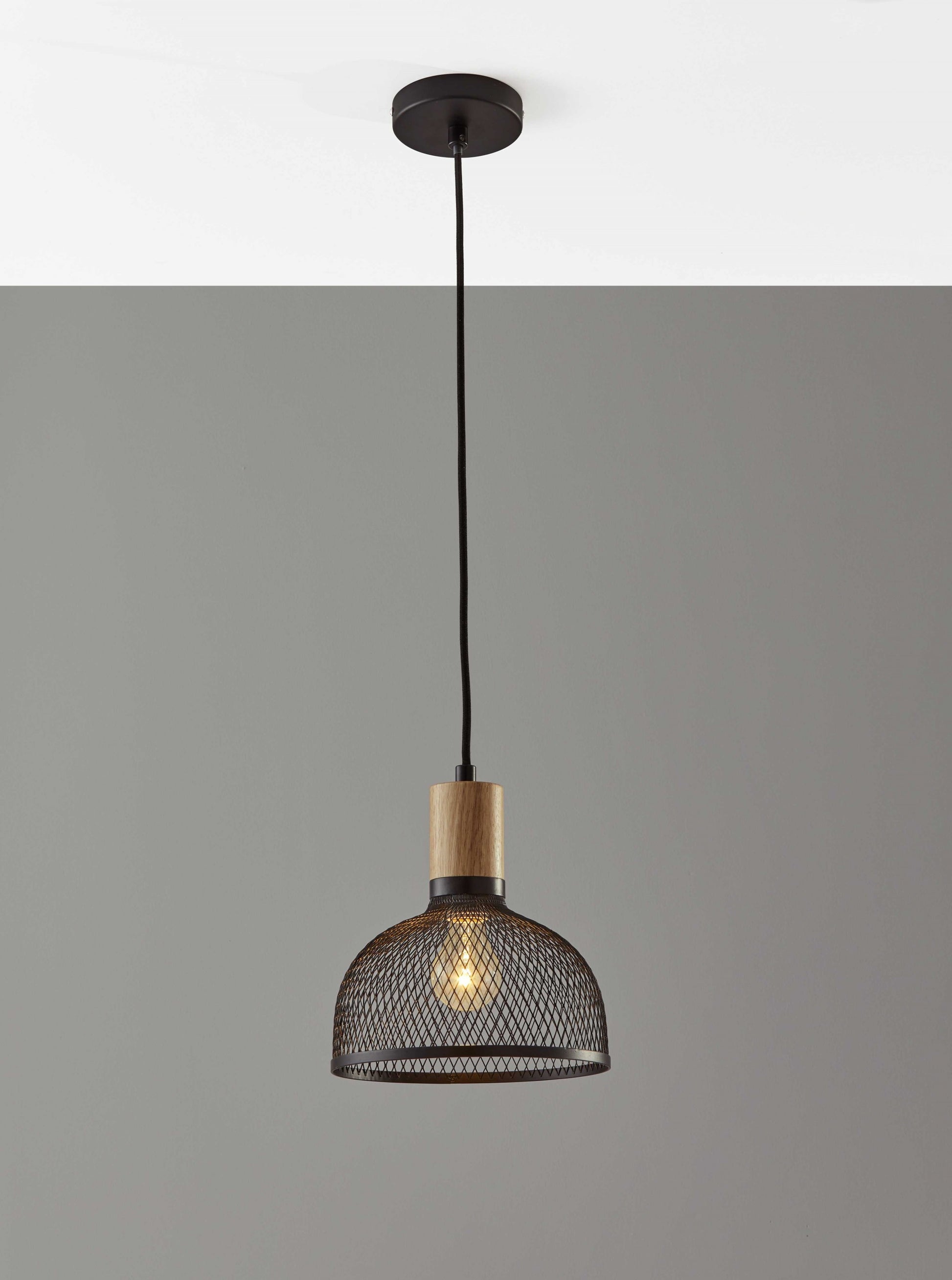 Caged Black Metal Small Ceiling Pendant-Pendants-Hanging Lights-DECOROLALA
