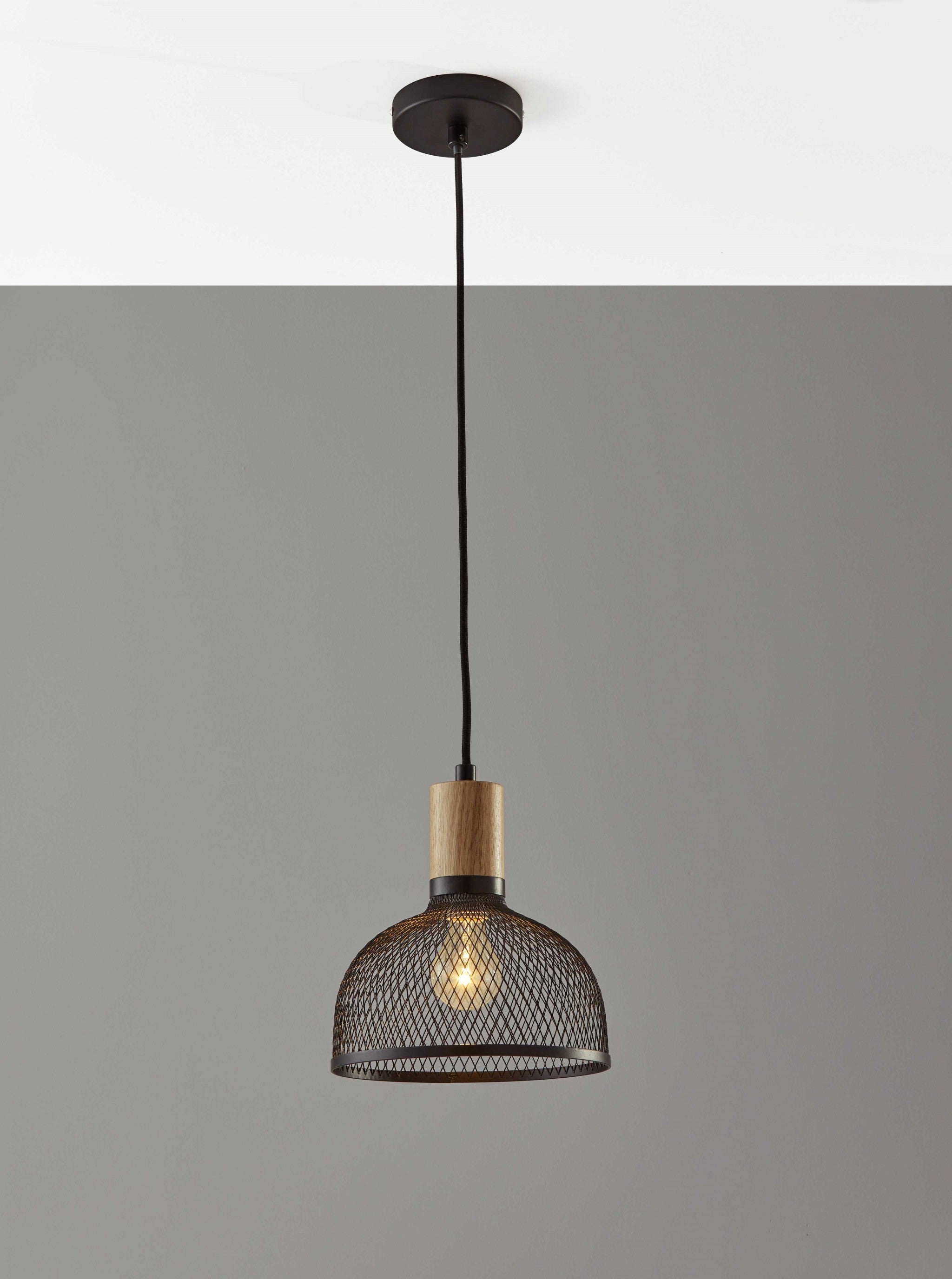 Caged Black Metal Small Ceiling Pendant-Pendants-Hanging Lights-DECOROLALA