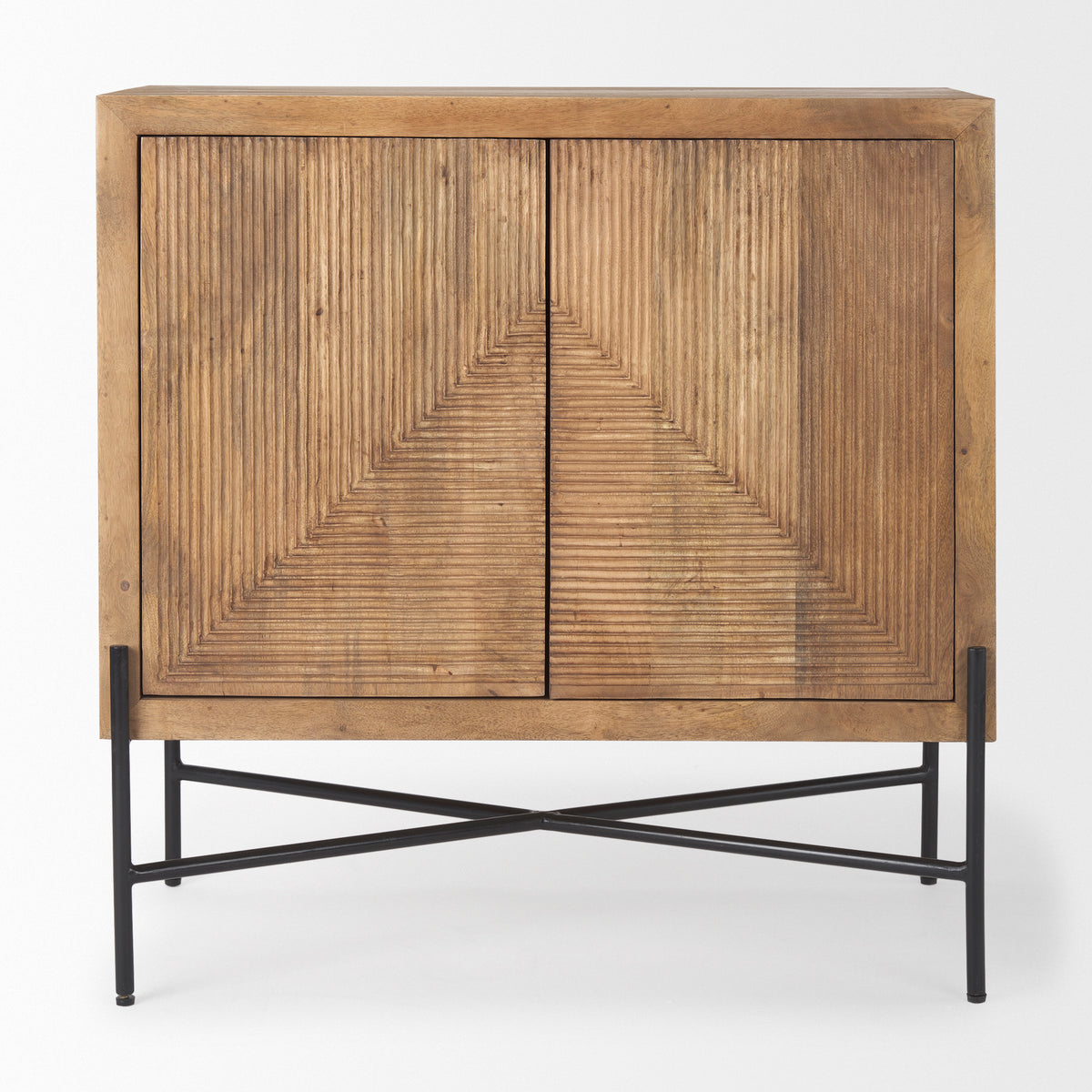 Cairo 2 Door Wood and Metal Cabinet - Light Brown-Accent Cabinets & Chests-DECOROLALA