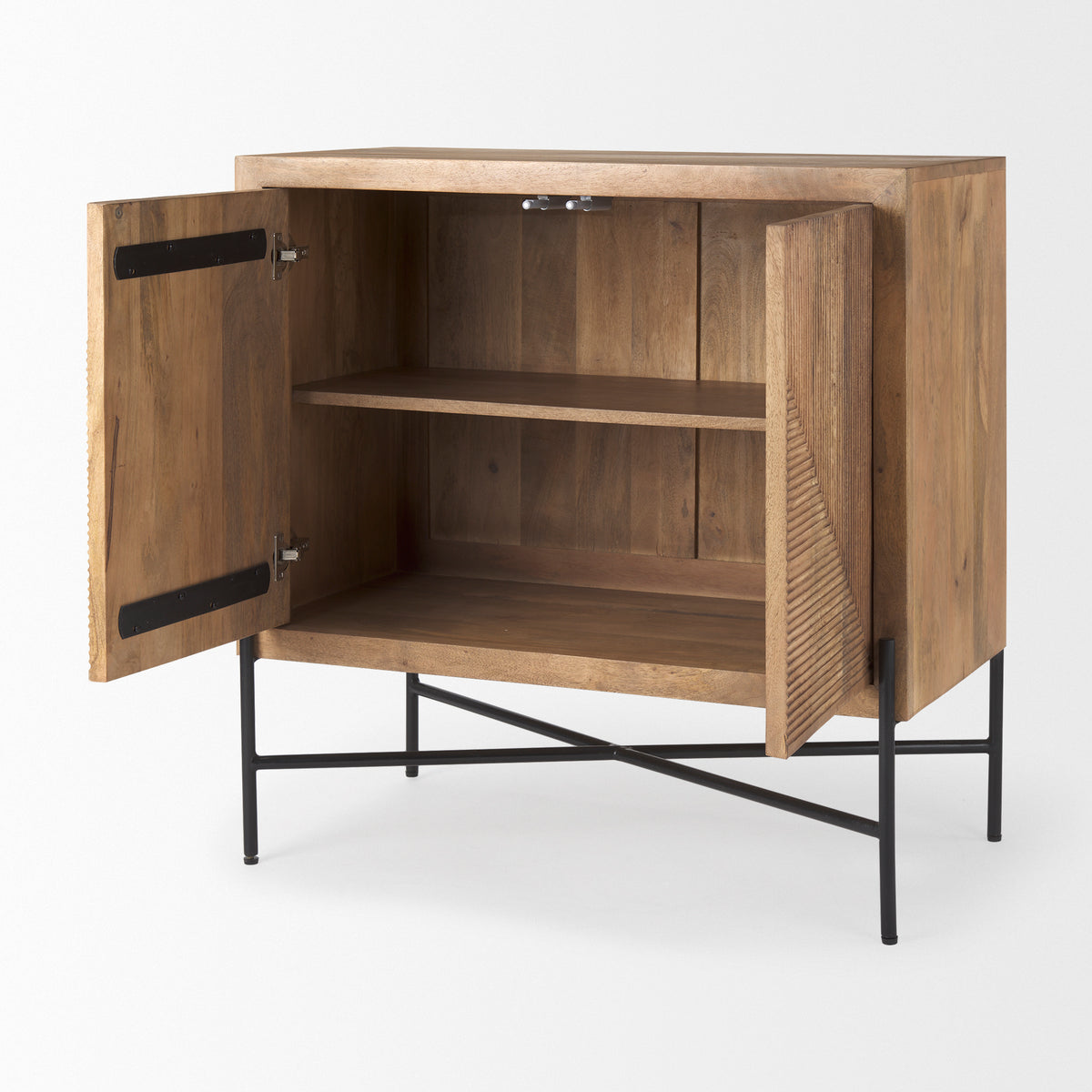 Cairo 2 Door Wood and Metal Cabinet - Light Brown-Accent Cabinets & Chests-DECOROLALA