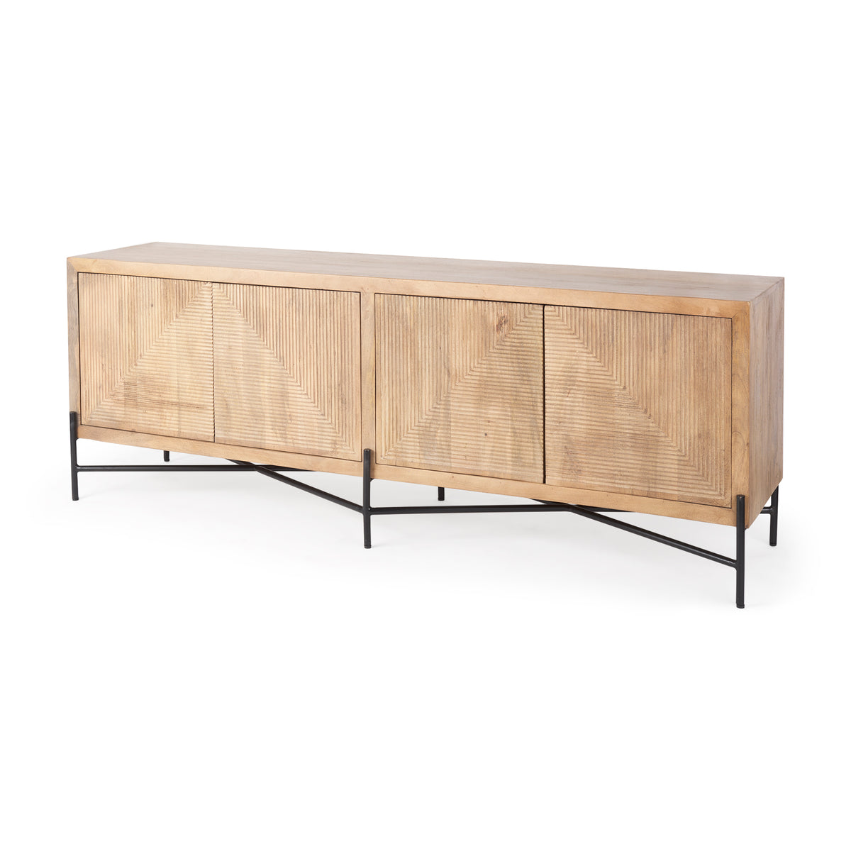 Cairo Solid Wood 4-Door Sideboard Cabinet - Brown-Sideboards & Buffets-DECOROLALA