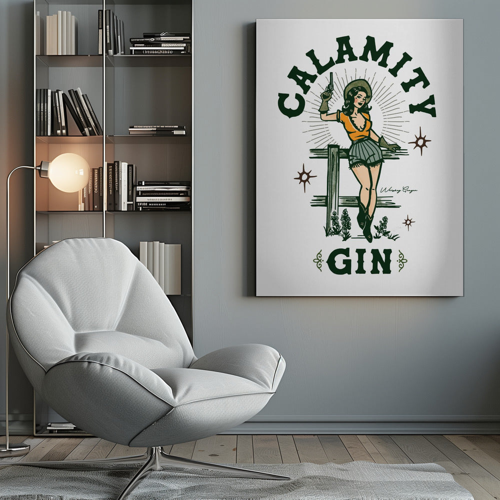 Calamity Gin Funny Retro Western Cowgirl Art-canvas-DECOROLALA