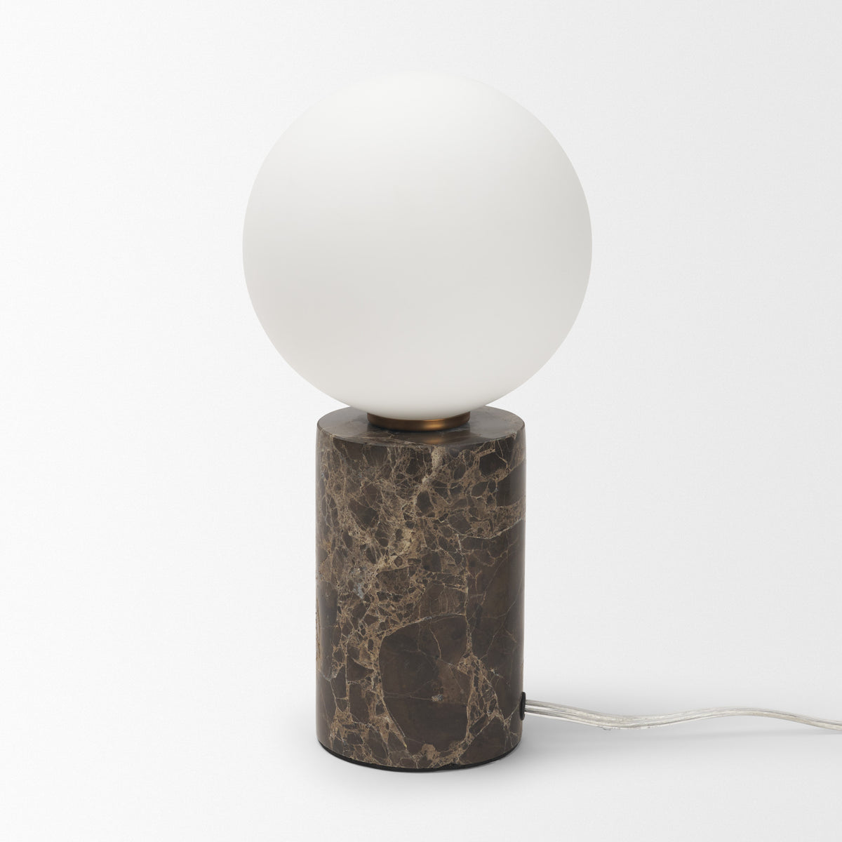 Caldo Brown Marble Base w/ Frosted Glass Globe Table Lamp-Table Lamps-DECOROLALA