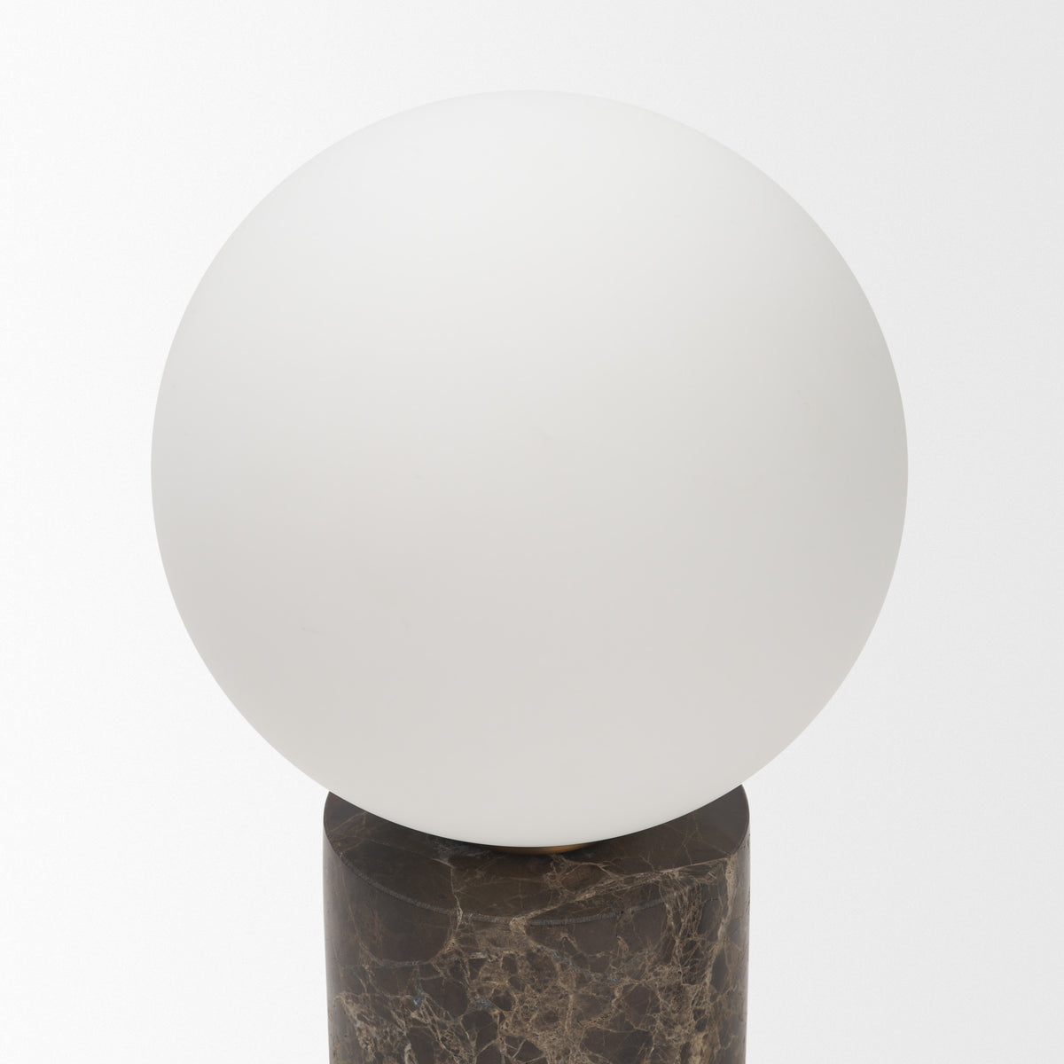Caldo Brown Marble Base w/ Frosted Glass Globe Table Lamp-Table Lamps-DECOROLALA