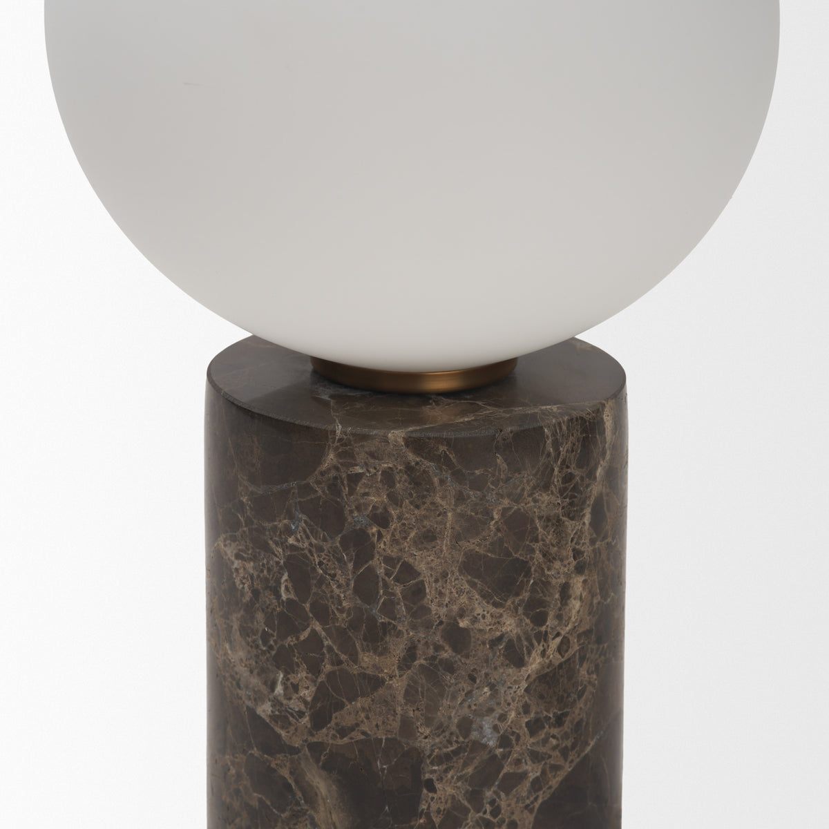 Caldo Brown Marble Base w/ Frosted Glass Globe Table Lamp-Table Lamps-DECOROLALA