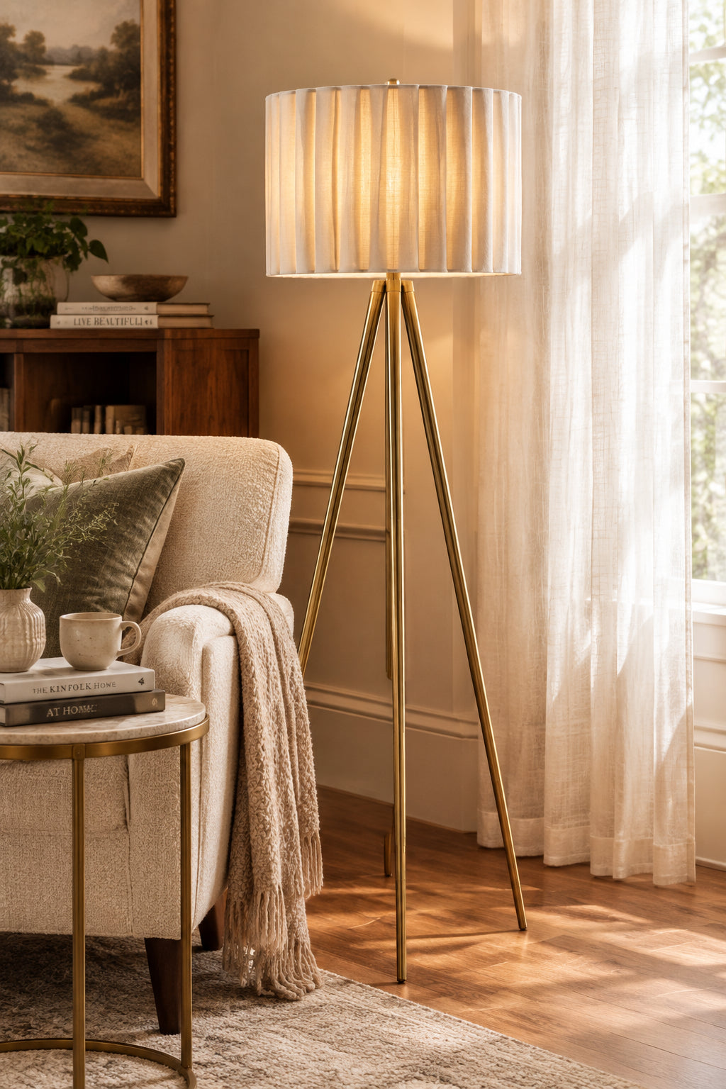 Caldwell Floor Lamp 61" Antique Brass-Lighting-DECOROLALA