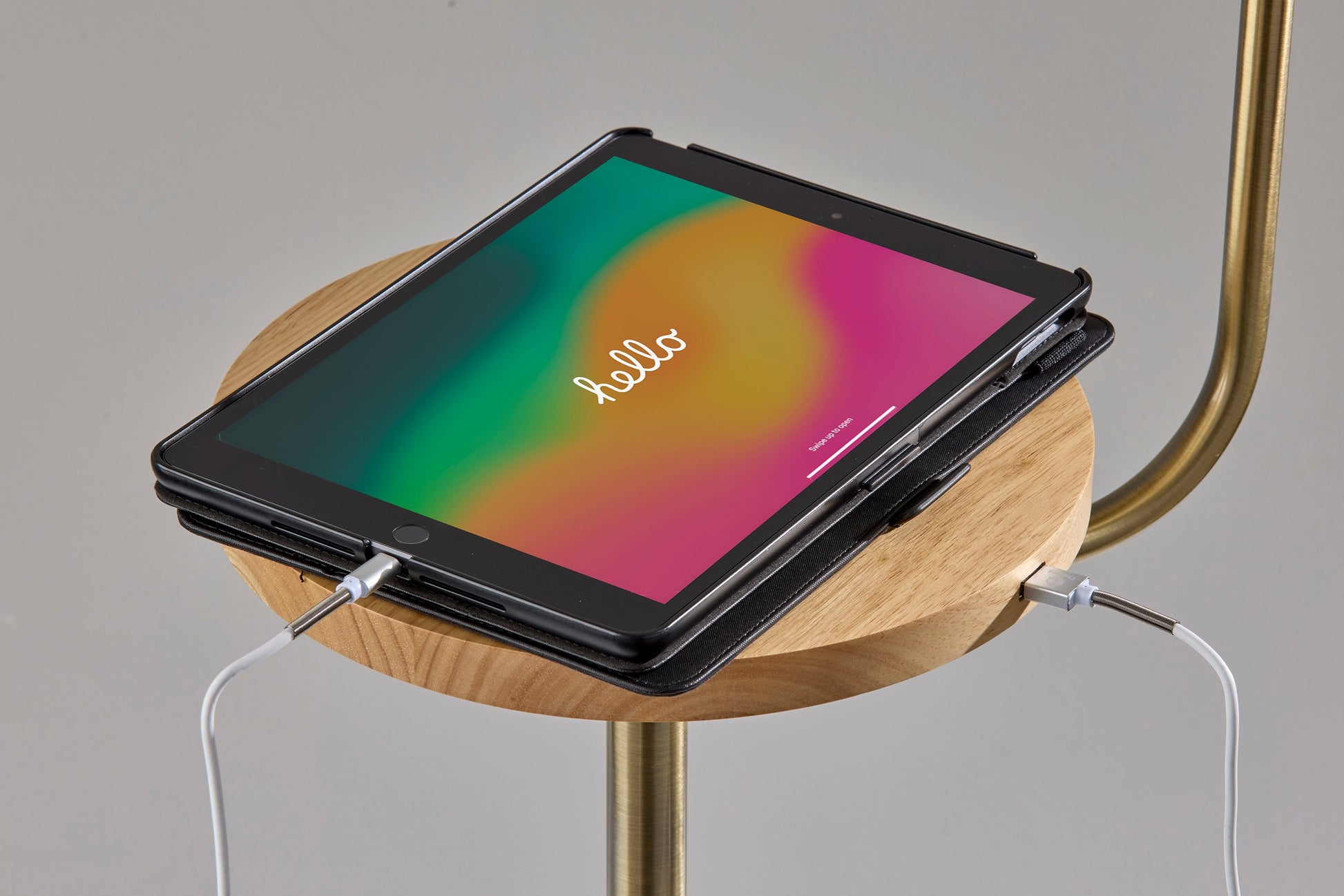 Caldwell Shelf Floor Lamp- Antique Brass-Lighting-DECOROLALA