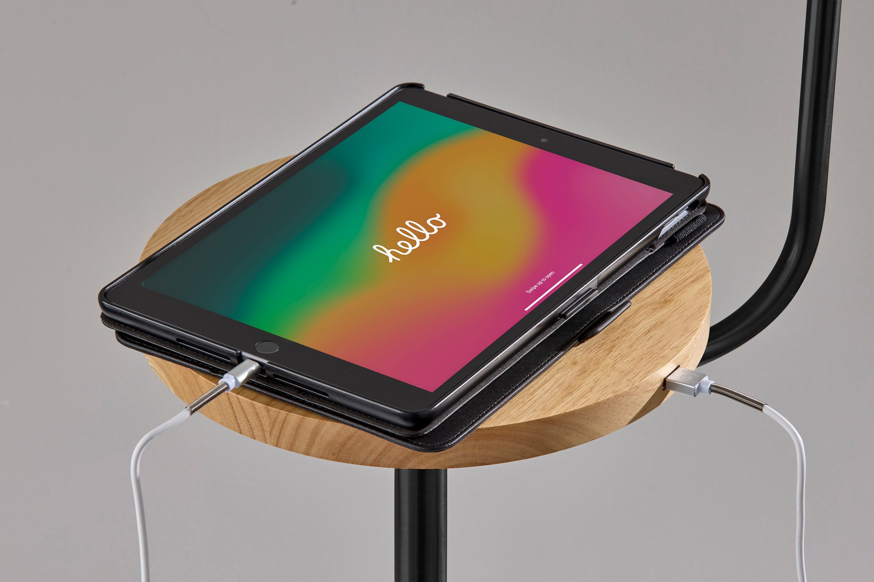 Caldwell Shelf Floor Lamp- Black-Lighting-DECOROLALA