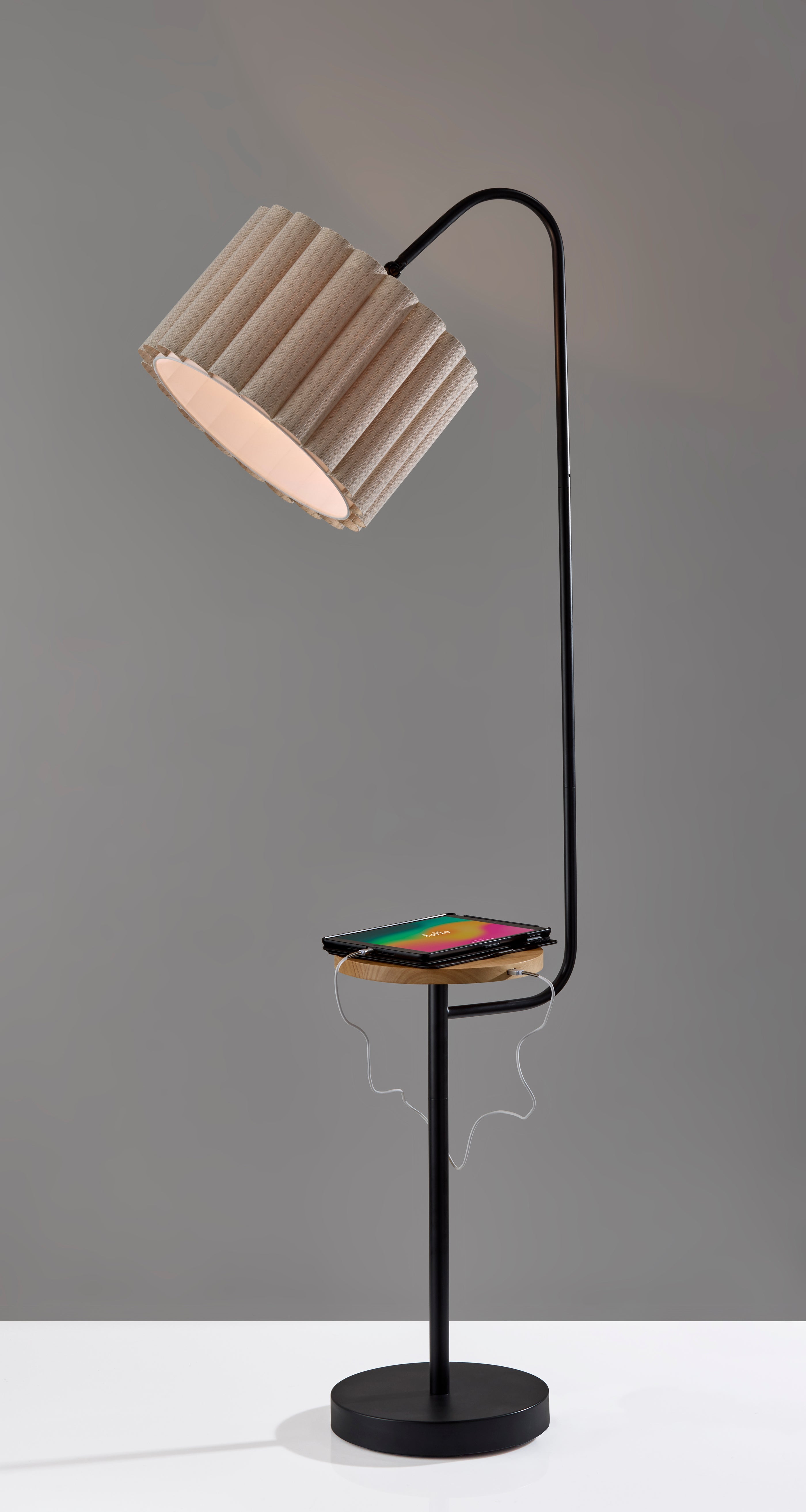 Caldwell Shelf Floor Lamp- Black-Lighting-DECOROLALA