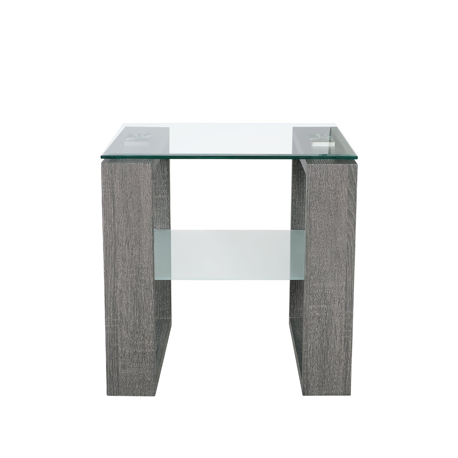 Caleb End Table with Glass Shelf-End Table-DECOROLALA