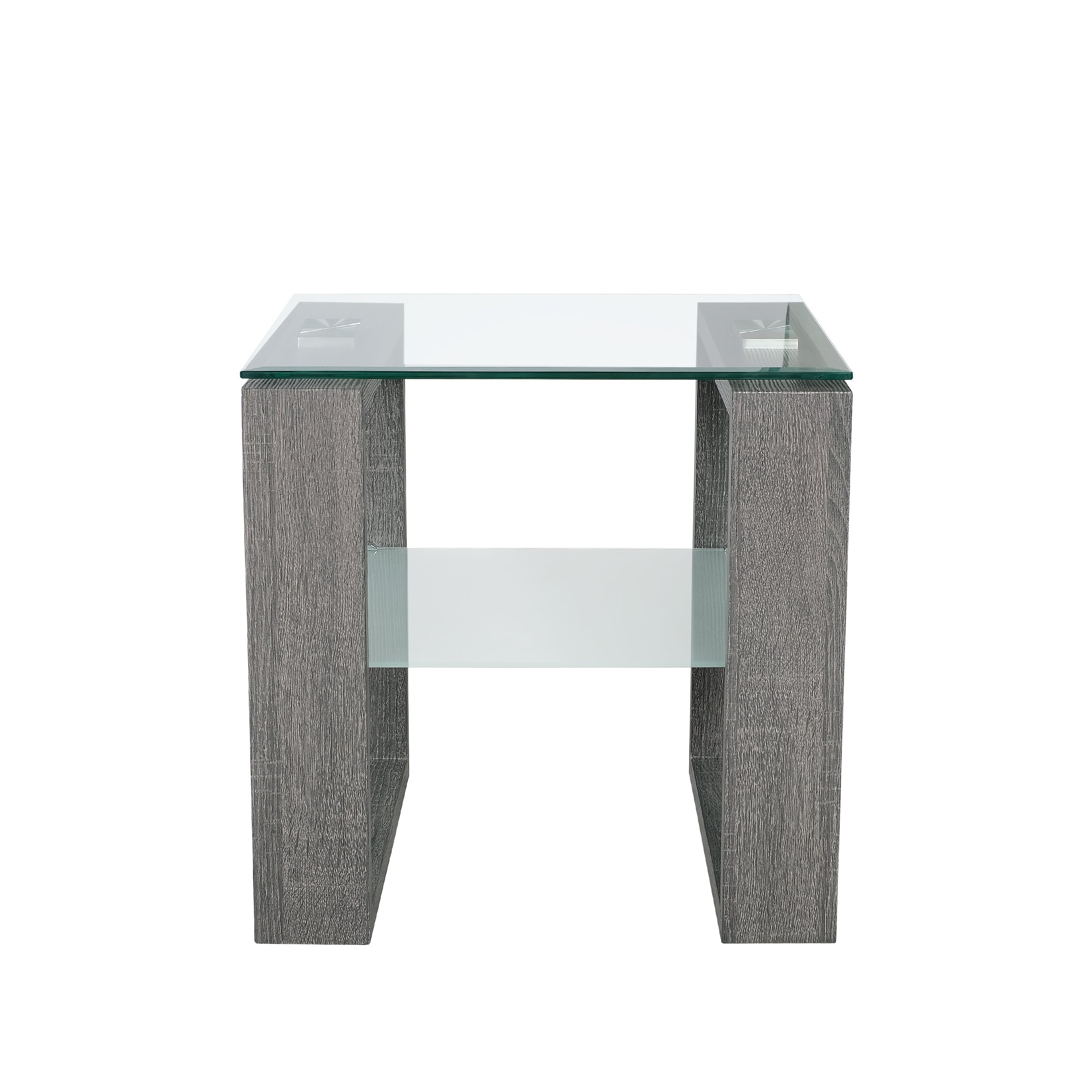 Caleb End Table with Glass Shelf-End Table-DECOROLALA