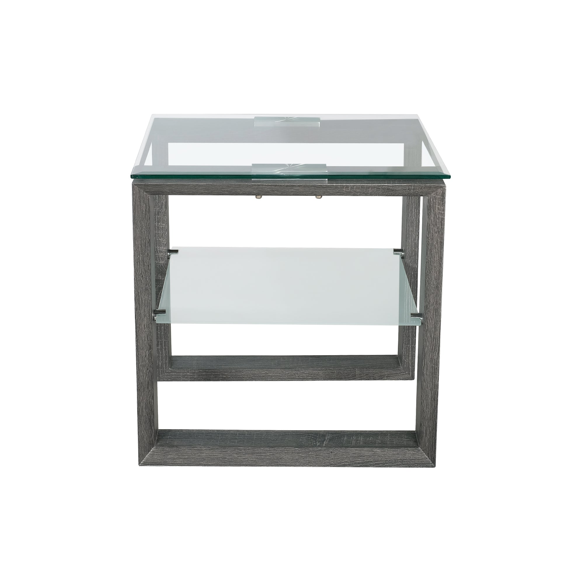 Caleb End Table with Glass Shelf-End Table-DECOROLALA