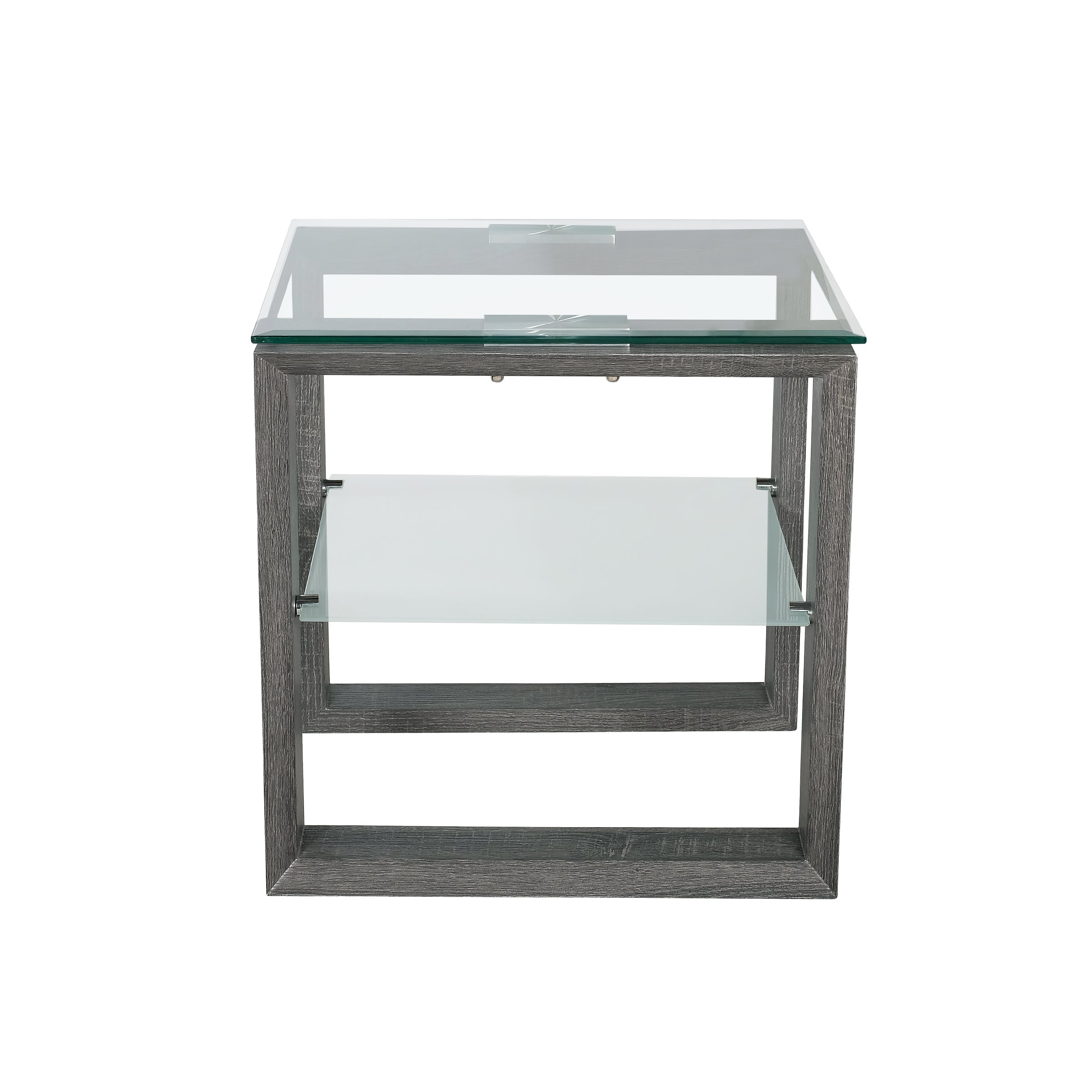 Caleb End Table with Glass Shelf-End Table-DECOROLALA