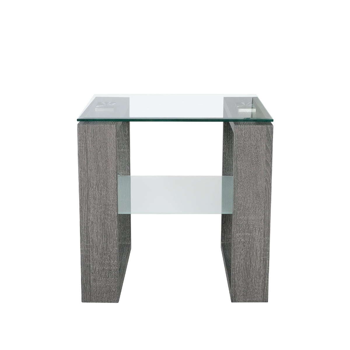 Caleb End Table with Glass Shelf-End Tables-DECOROLALA