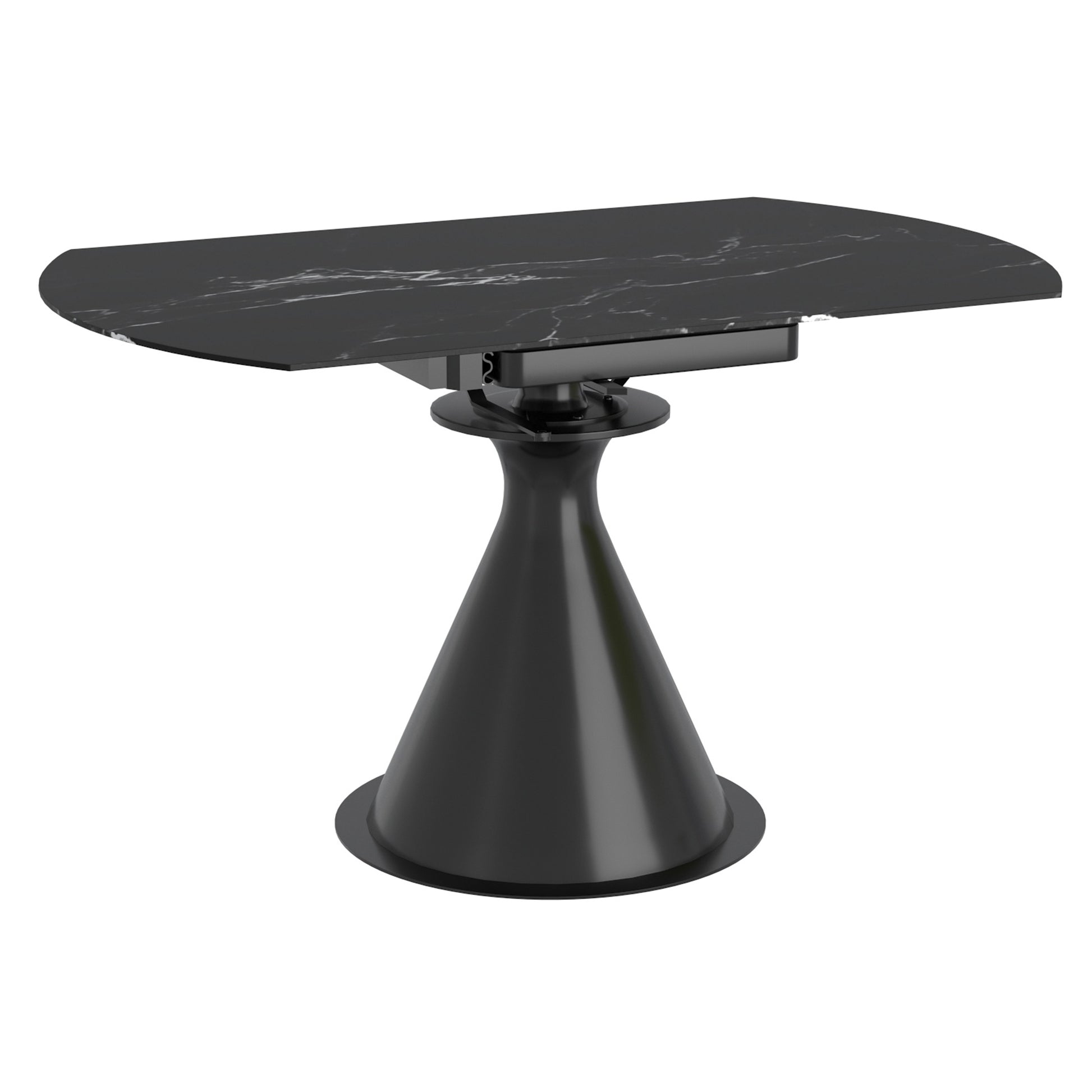 Calisto Round Expanding Dining Table - Black Sintered Stone-DECOROLALA