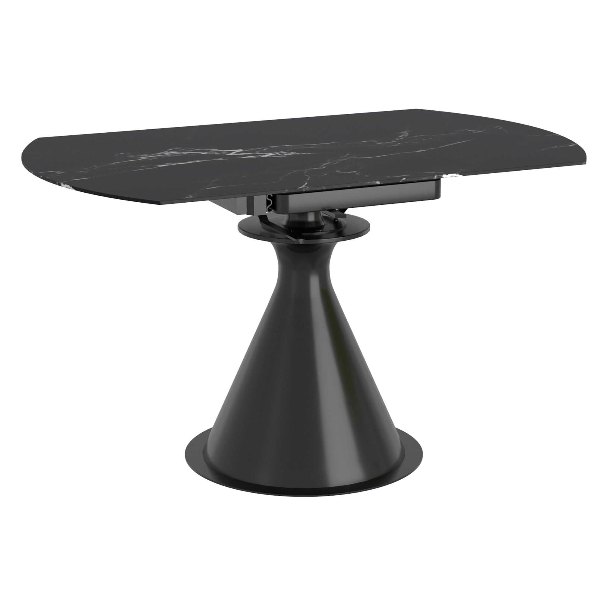 Calisto Round Expanding Dining Table - Black Sintered Stone-DECOROLALA